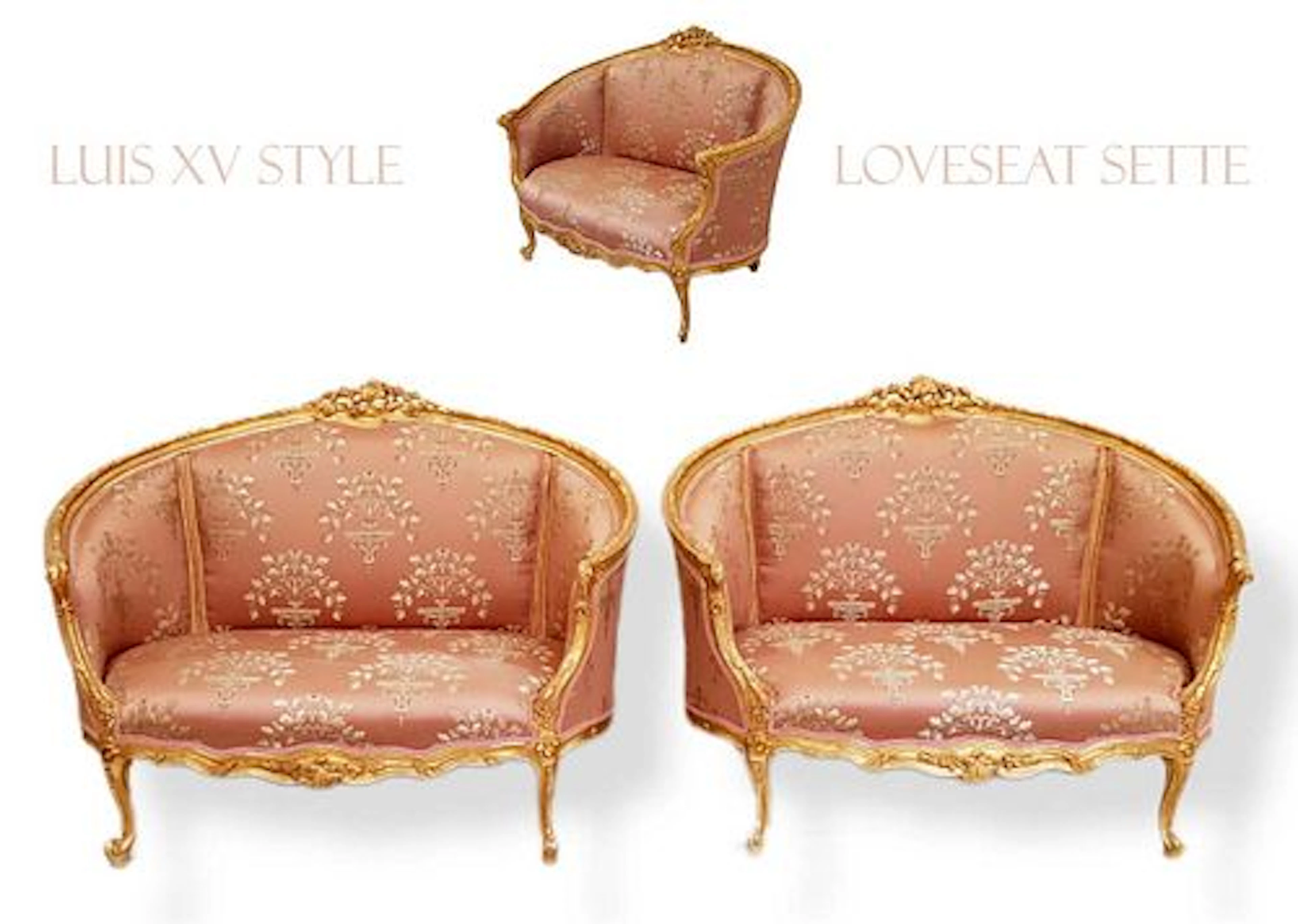 A Pair Of Luis XV Style Loveseat settee