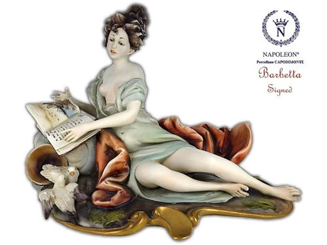 Naked Girl Reads Story, A Vintage Capodimonte Hallmarked Figurine
