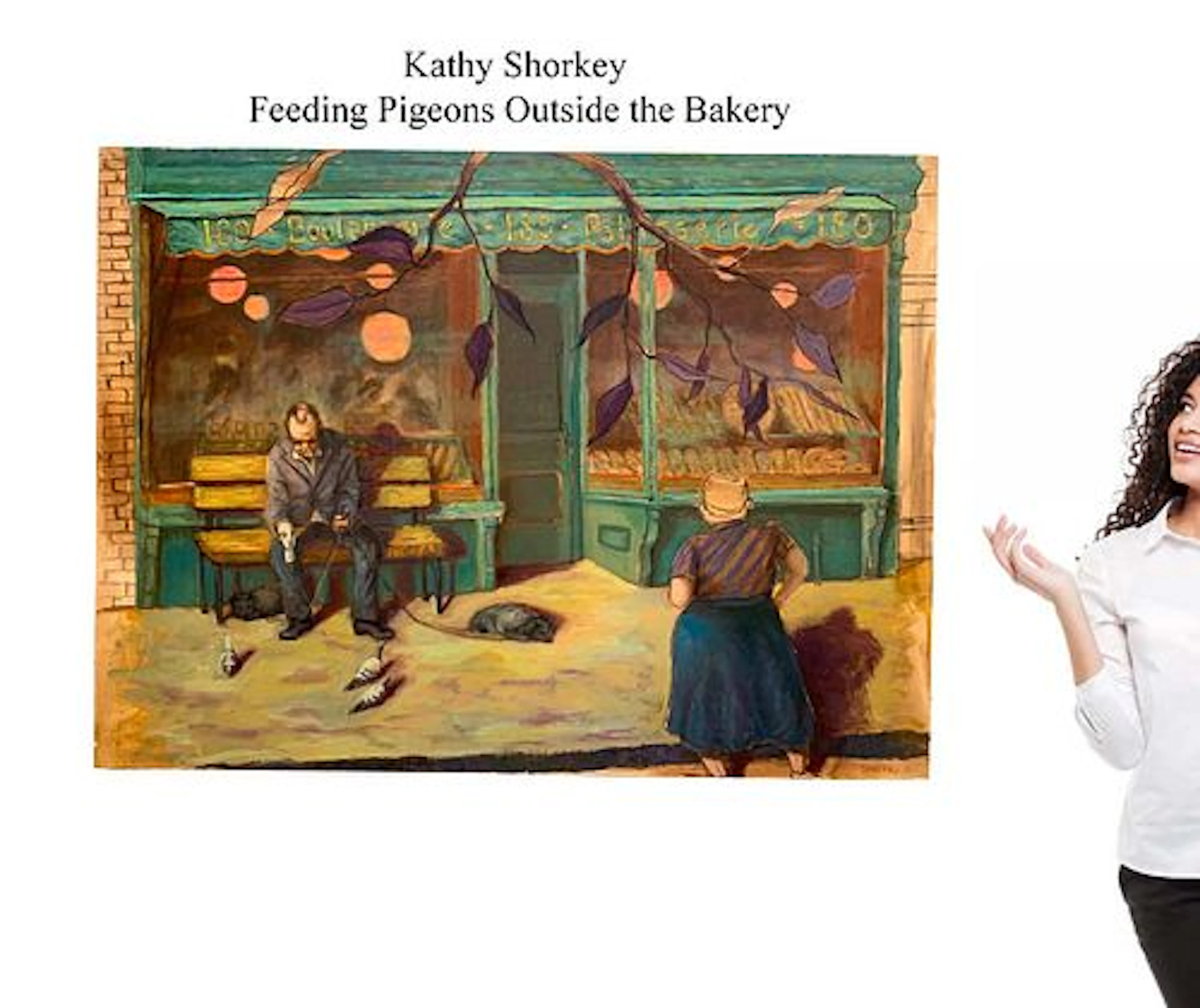 Birds Feeding , A Contemporary Kathy Shorkey Signed Oil on Canvas Painting
