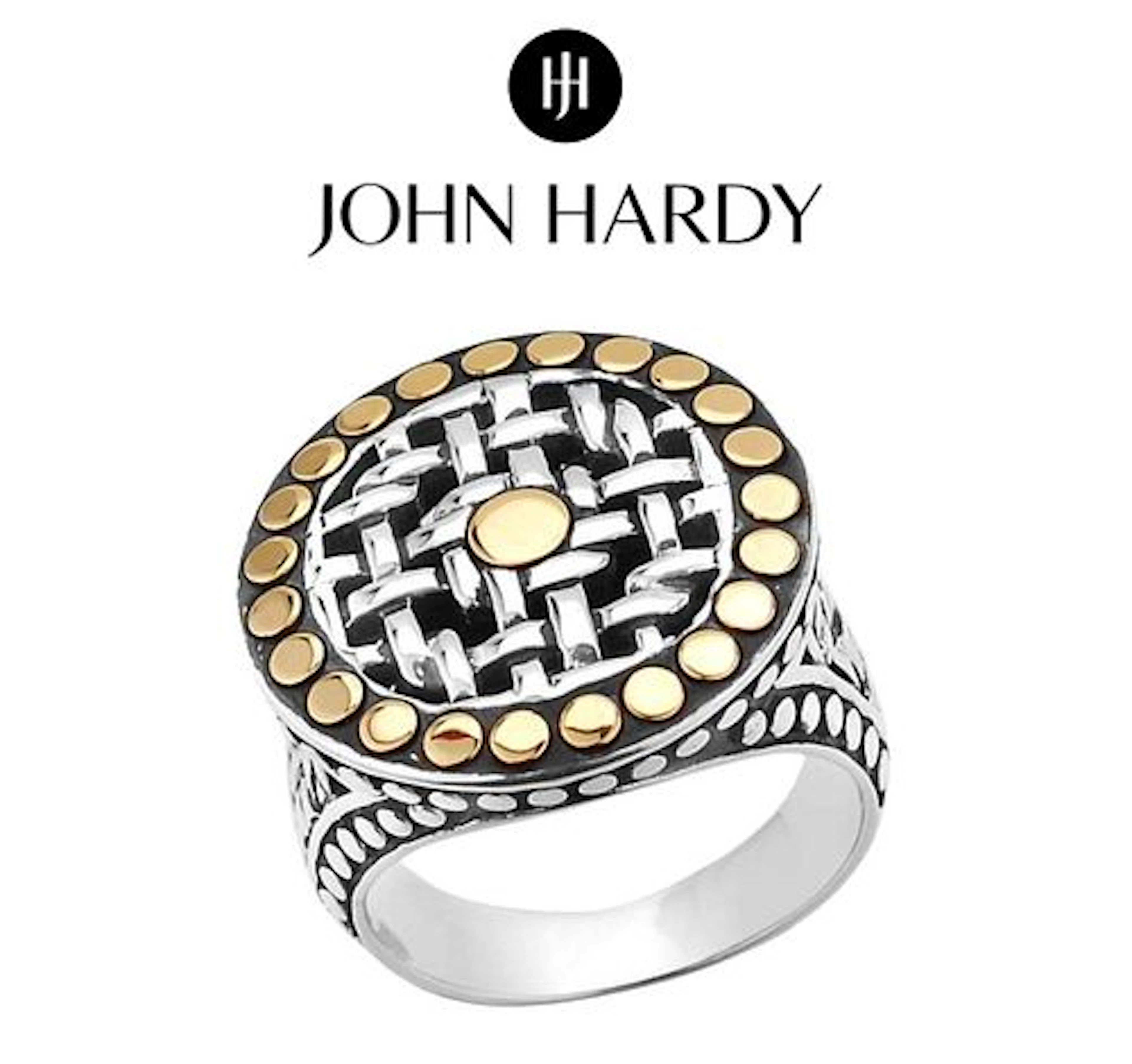A John Hardy Dot Silang Sterling Silver & 18K Yellow Gold Ring