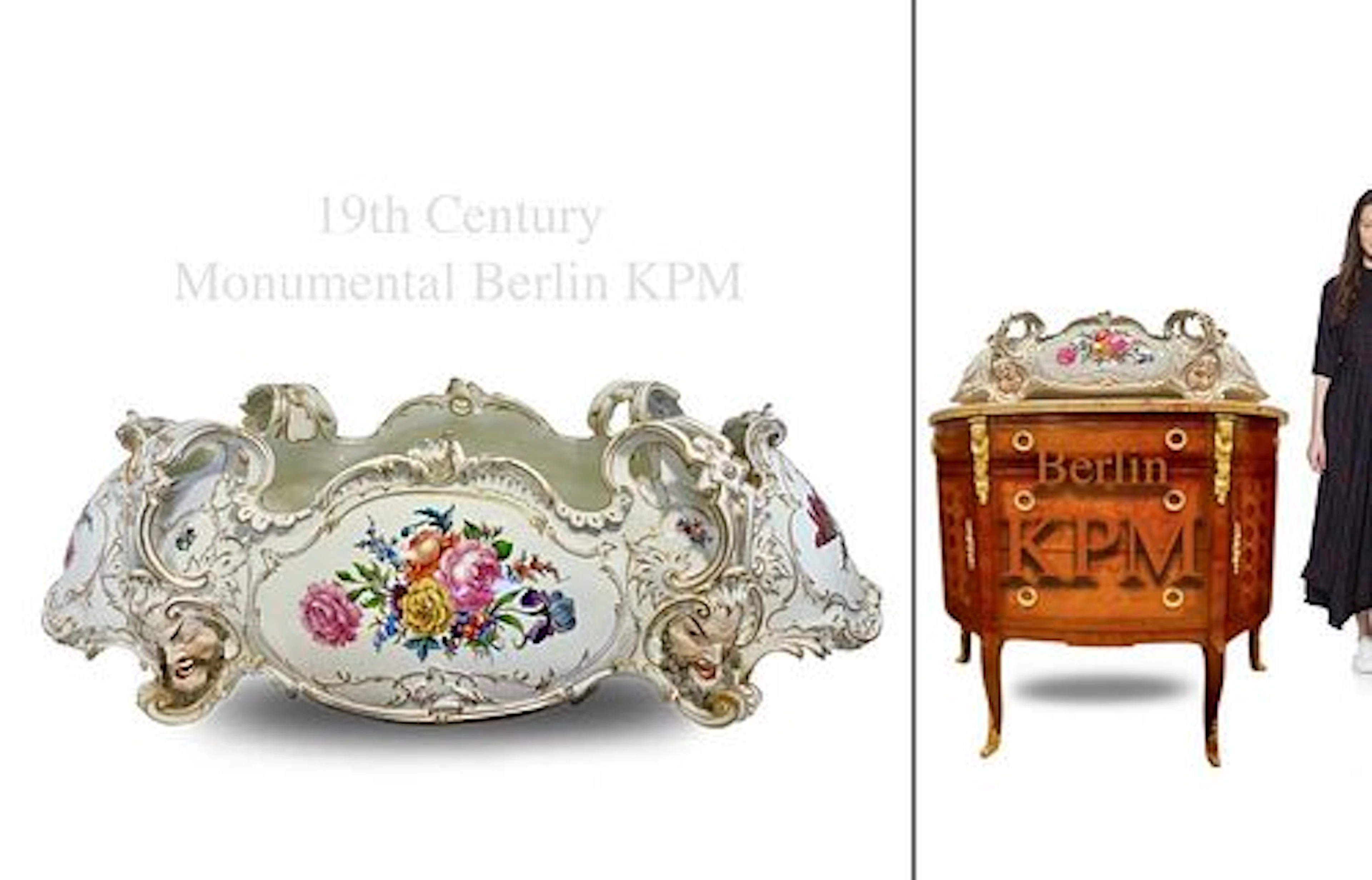 A Very Large 19th Century German KPM Hand Painted Porcelain Cente