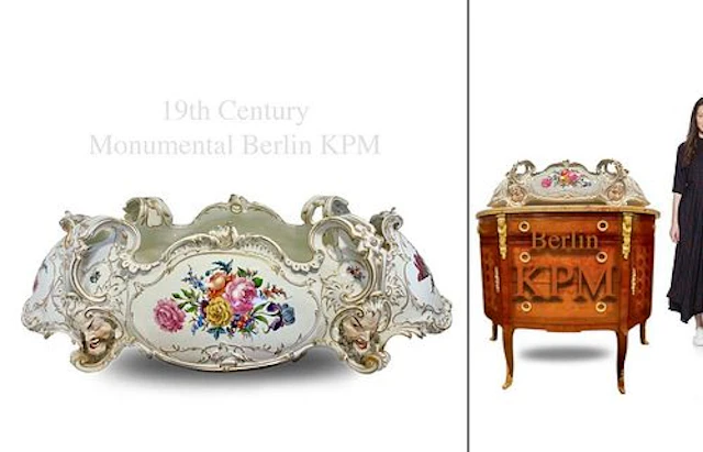 A Very Large 19th Century German KPM Hand Painted Porcelain Cente