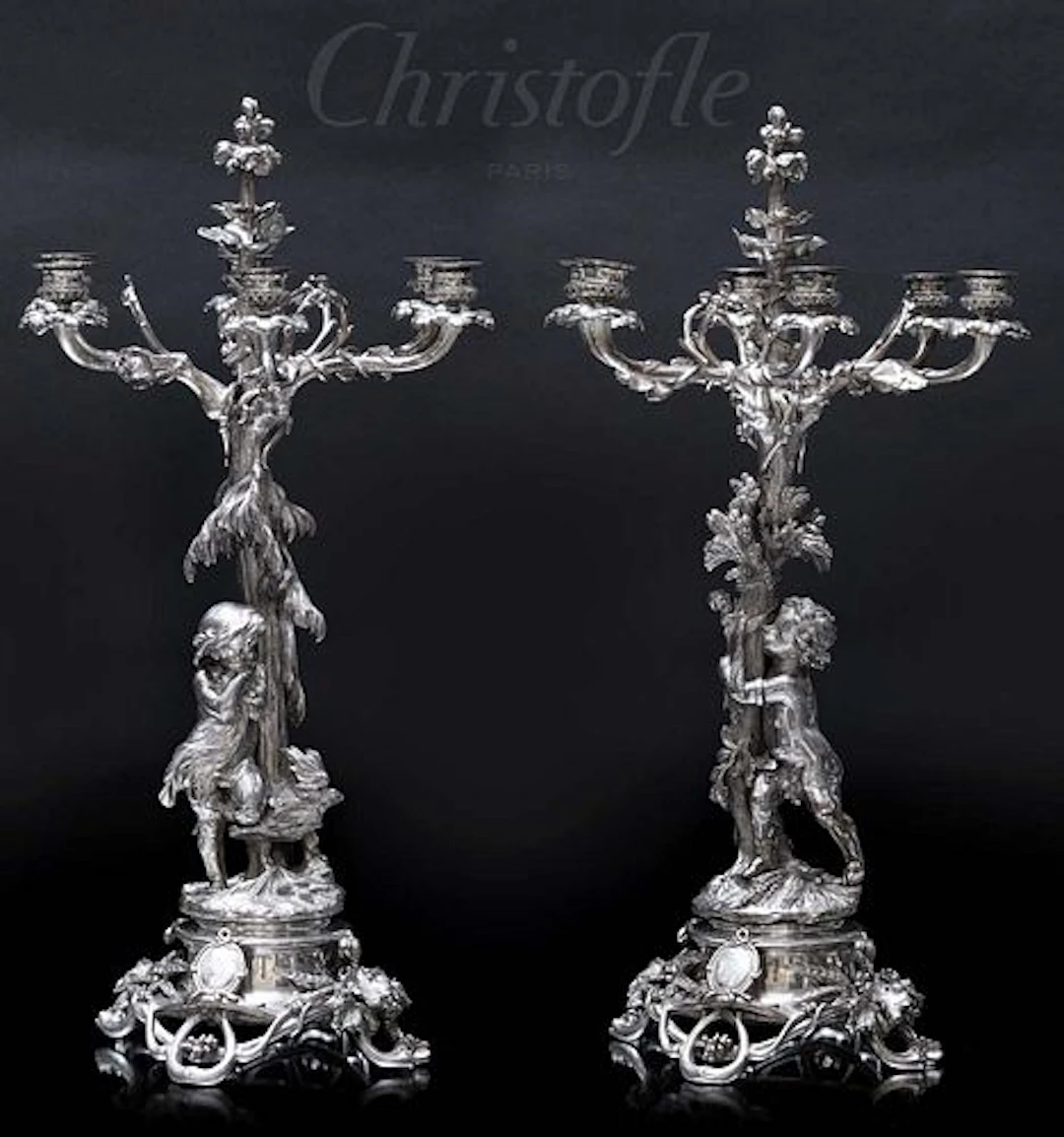 A Fine Pair Of 19th Century French Christofle Figural Silver-plated