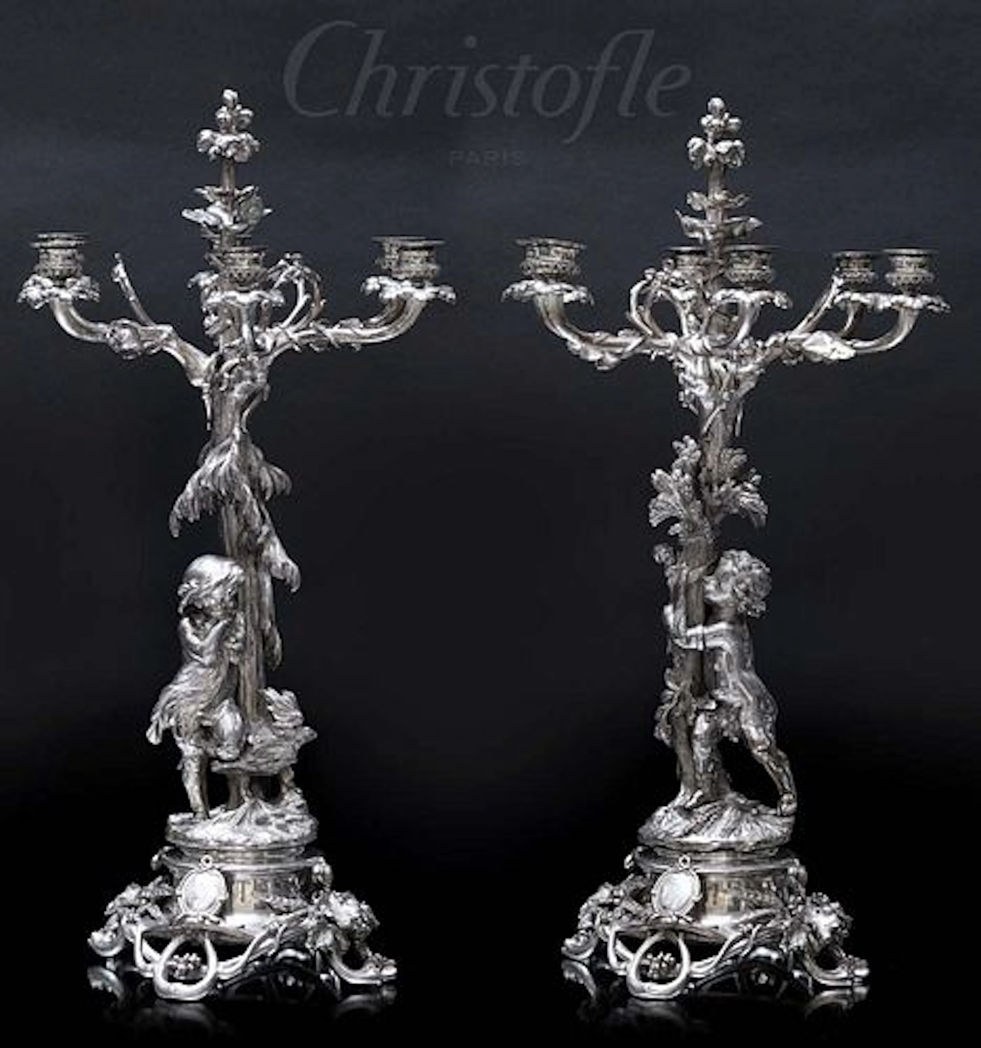 A Fine Pair Of 19th Century French Christofle Figural Silver-plated