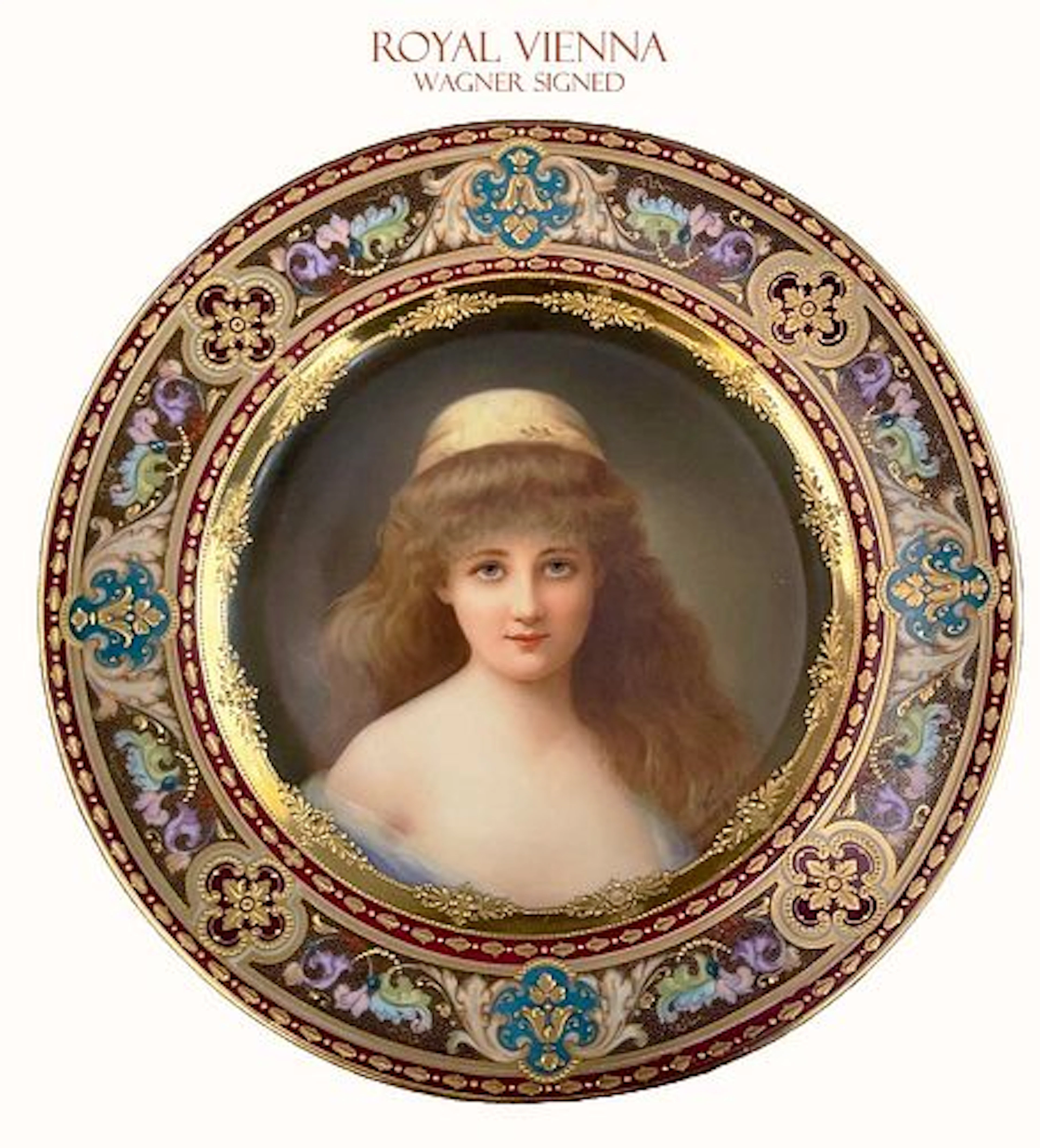 A Royal Vienna Hand Painted Of A Lady Bust Porcelain Decorative Wall
