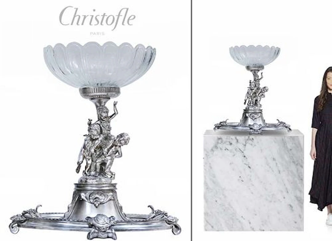 A Monumental Early 20th C. French Christofle Figural silver-plated Centerpiece