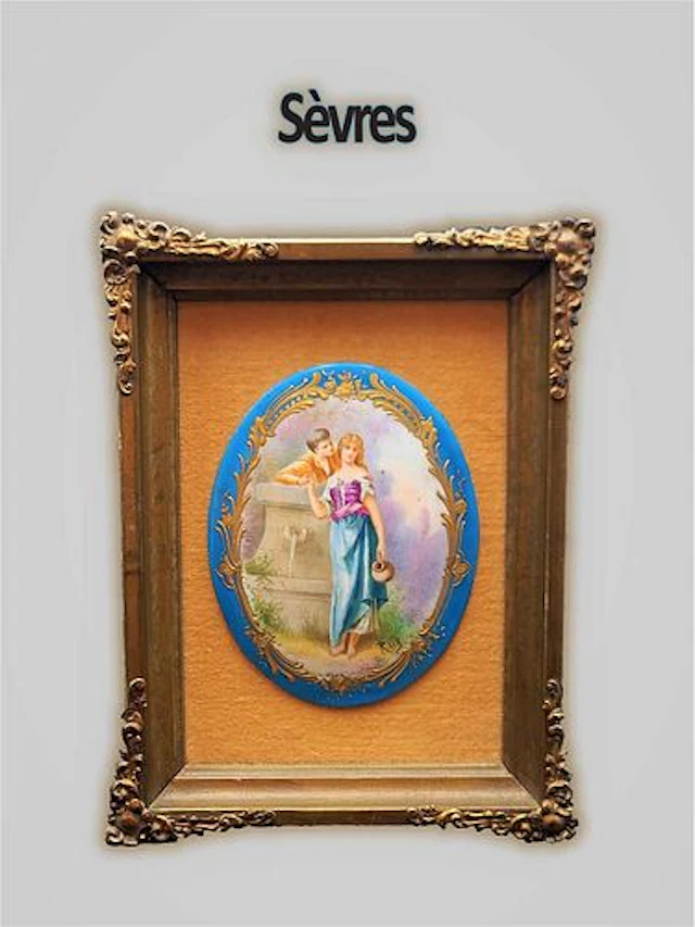 19th C. Sevres Hand Painted Framed Plaque. Rills Signed
