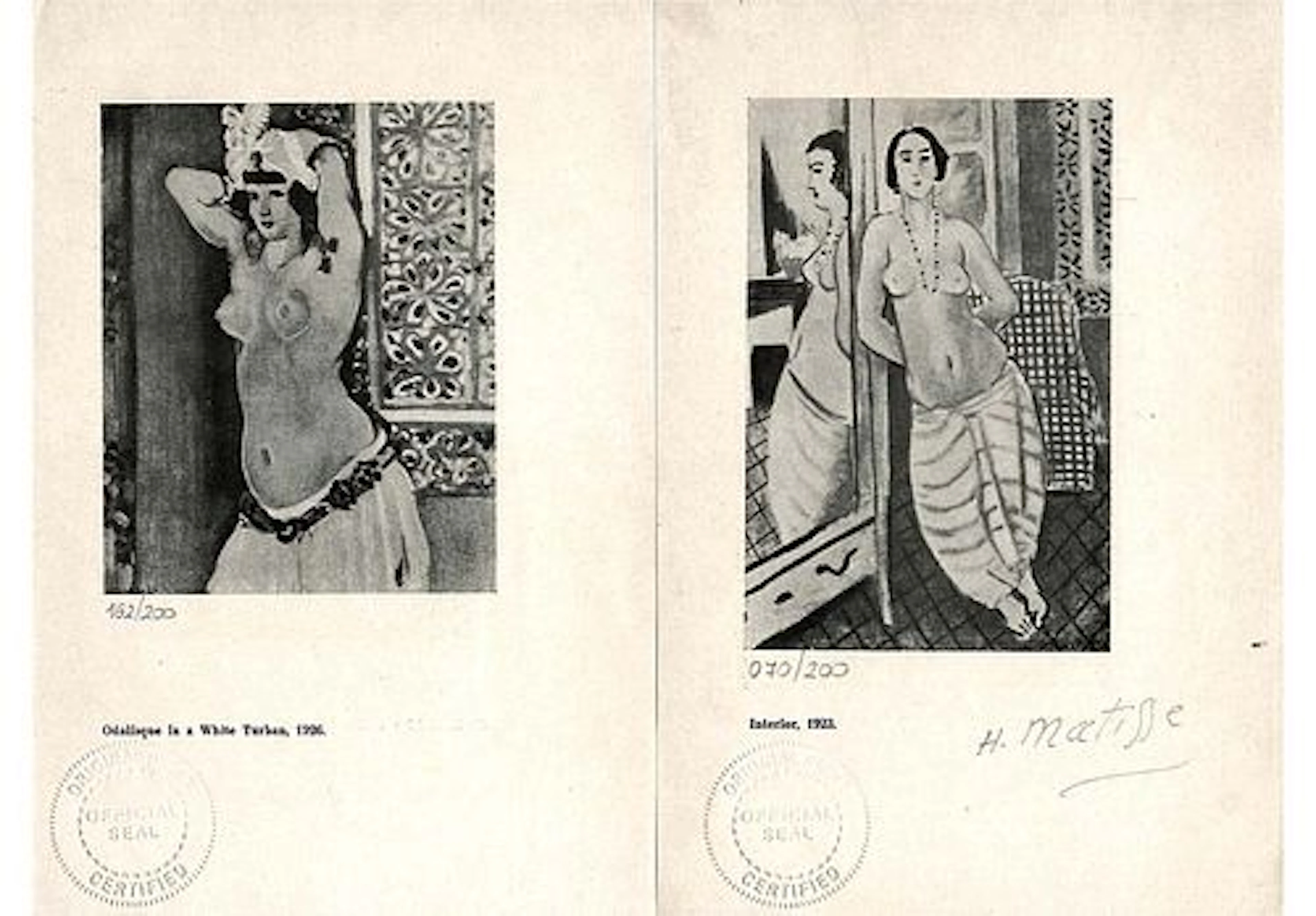 A Pair Of Vintage Henri Matisse Double-sided printing Lithography