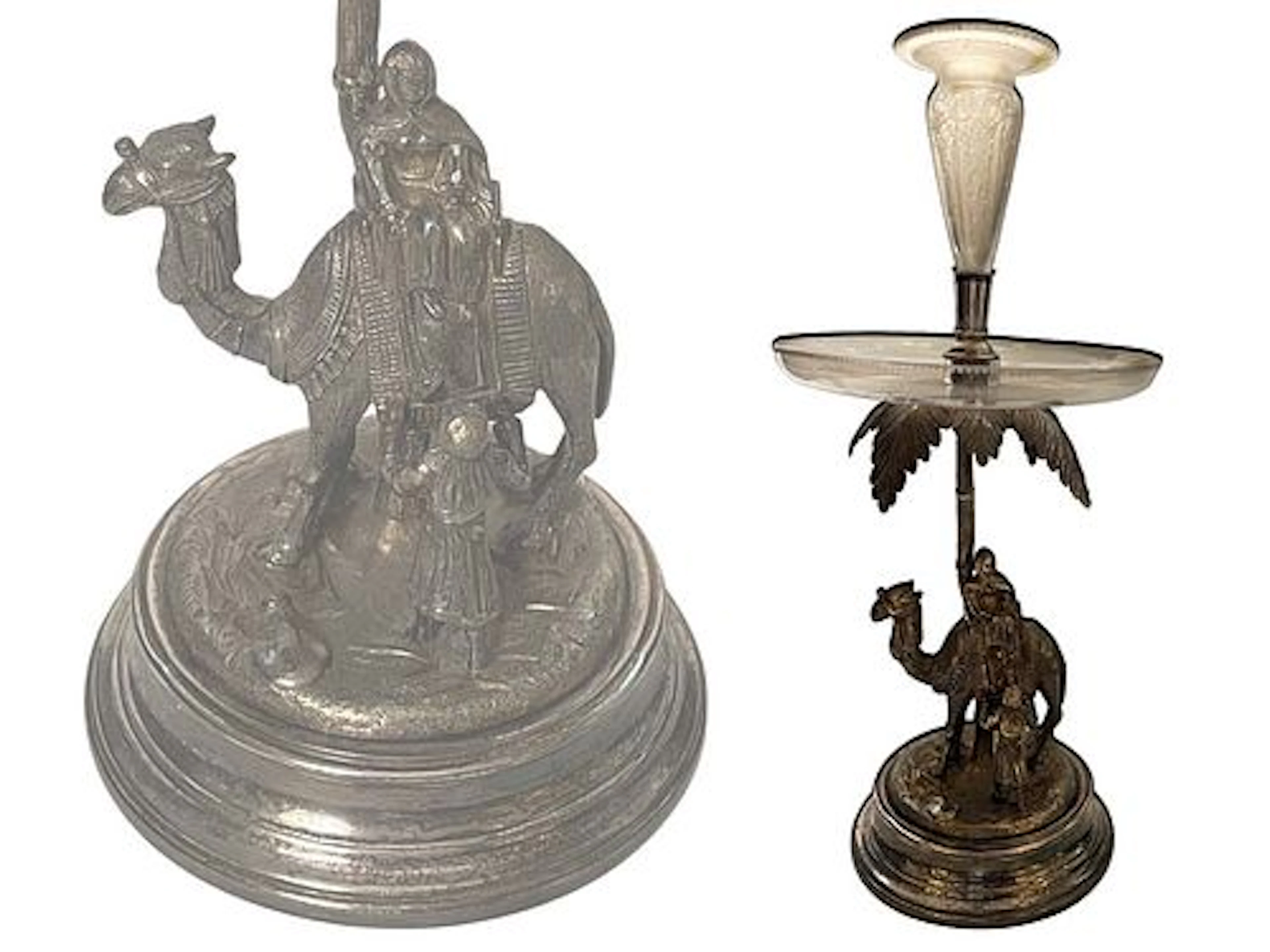 19th C. English Figural Silver-Plated Crystal Centerpiece