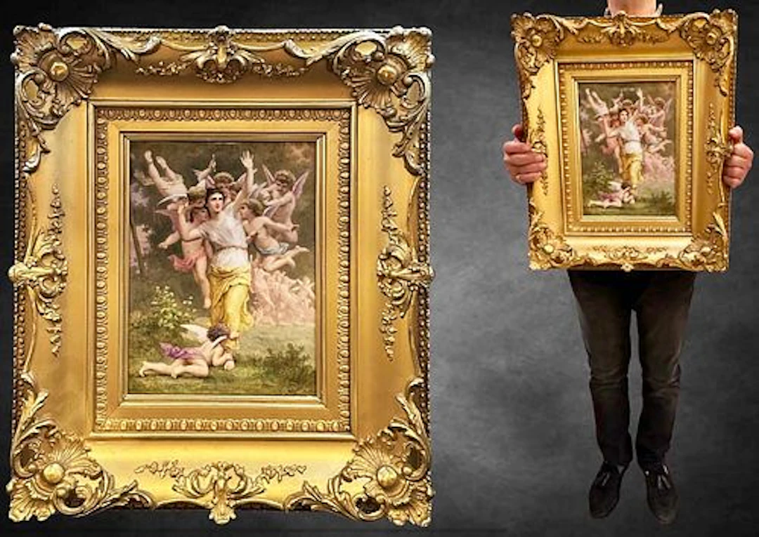 A Large 19th C. German Berlin KPM Framed Hand Painted Plaque