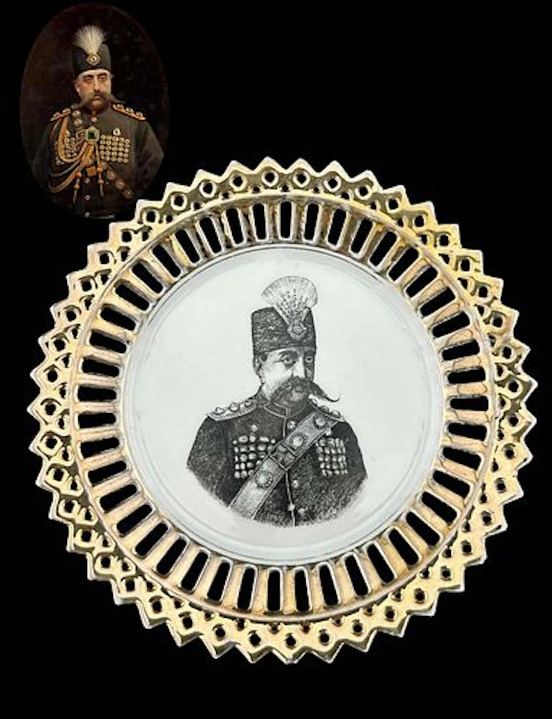 Iran Persian Qajar King Mozaffar ad-Din Shah Portrait Decorative Wall