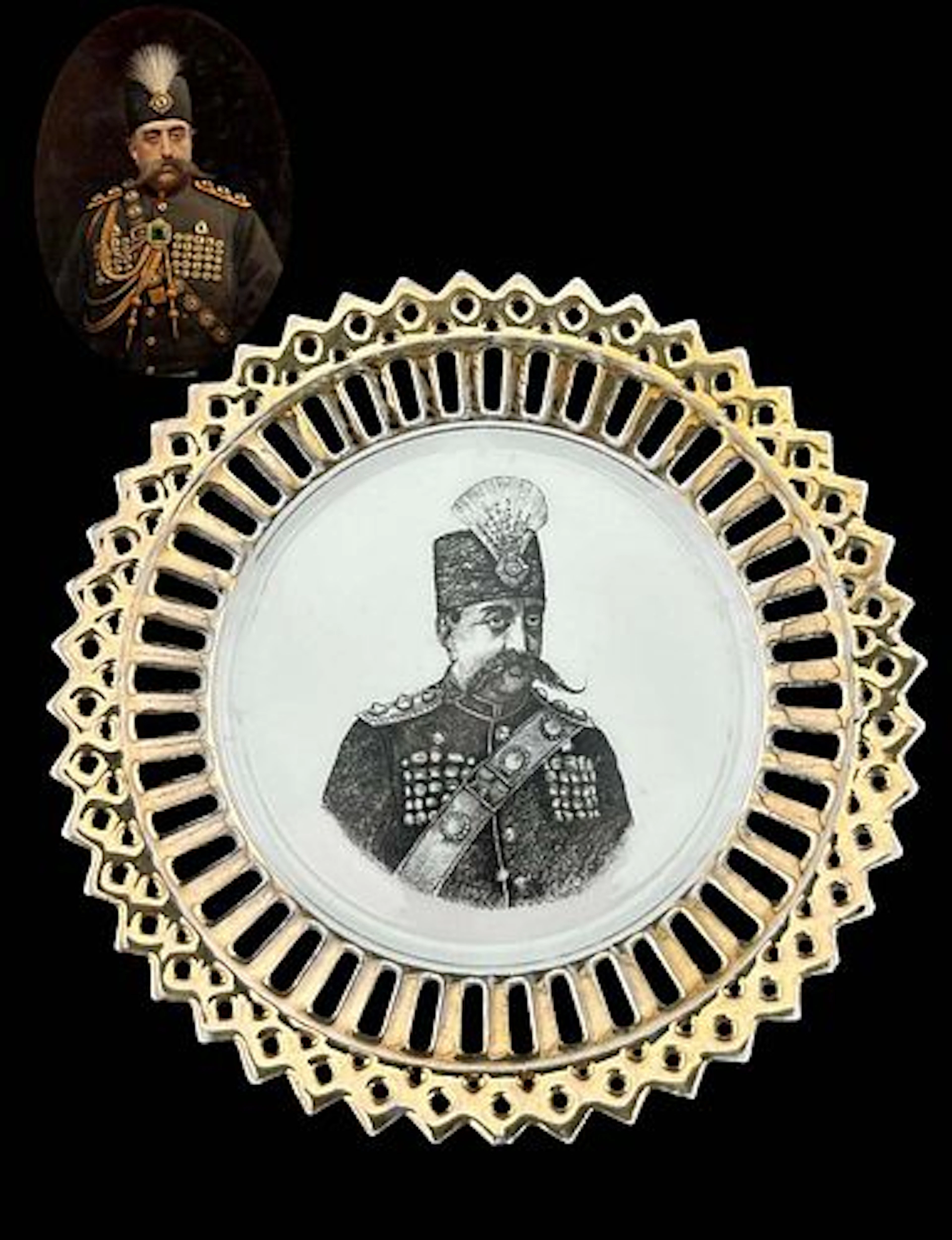 Iran Persian Qajar King Mozaffar ad-Din Shah Portrait Decorative Wall
