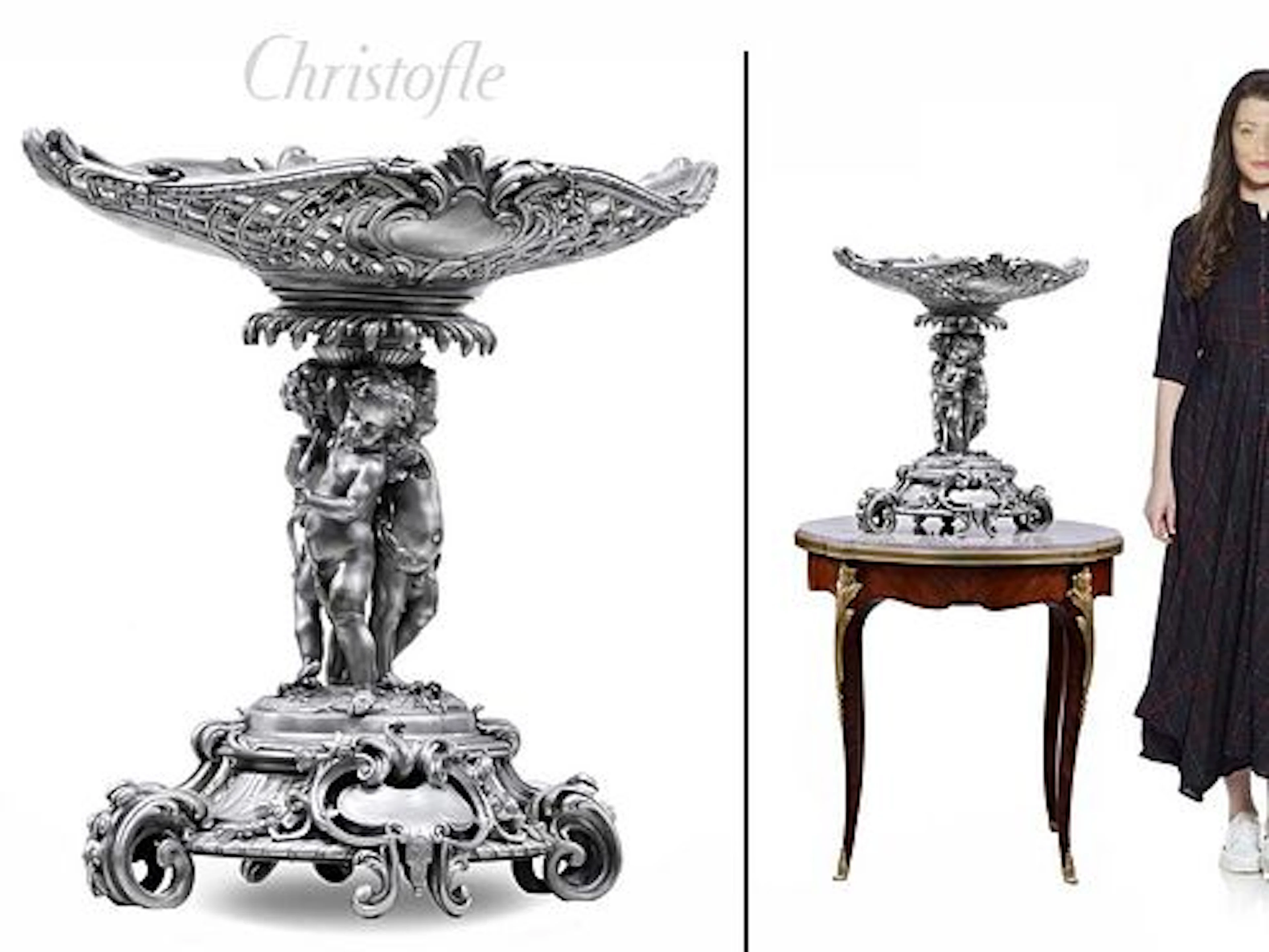 A Fine 19th Century CHRISTOFLE Silver-Plated Figural Centerpiece