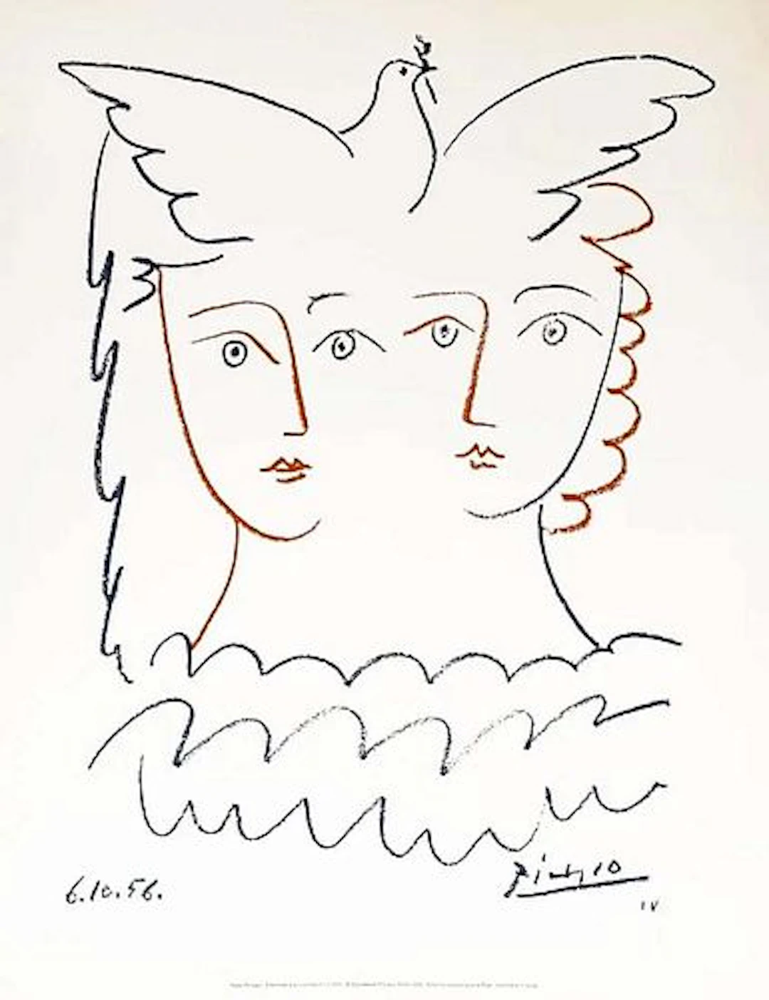 PABLO PICASSO's DEUX FEMMES ET LA COLOMBE IV, LITHOGRAPH PRINT, COA