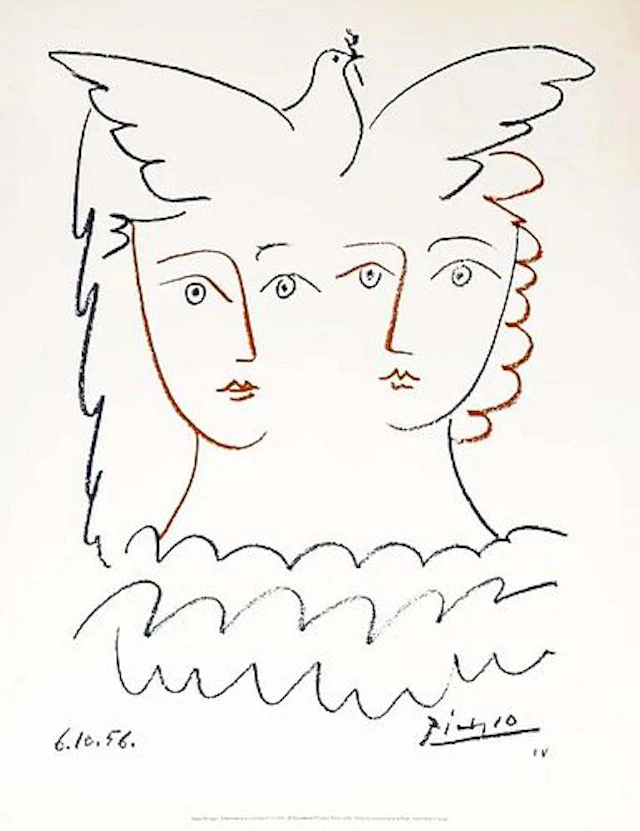 PABLO PICASSO's DEUX FEMMES ET LA COLOMBE IV, LITHOGRAPH PRINT, COA