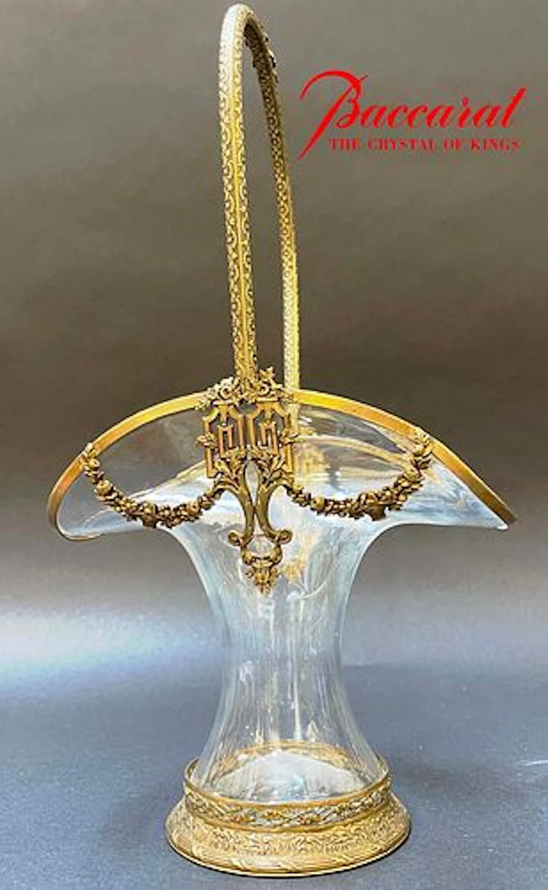 19th Century French Crystal & Bronze Basket/Centerpiece