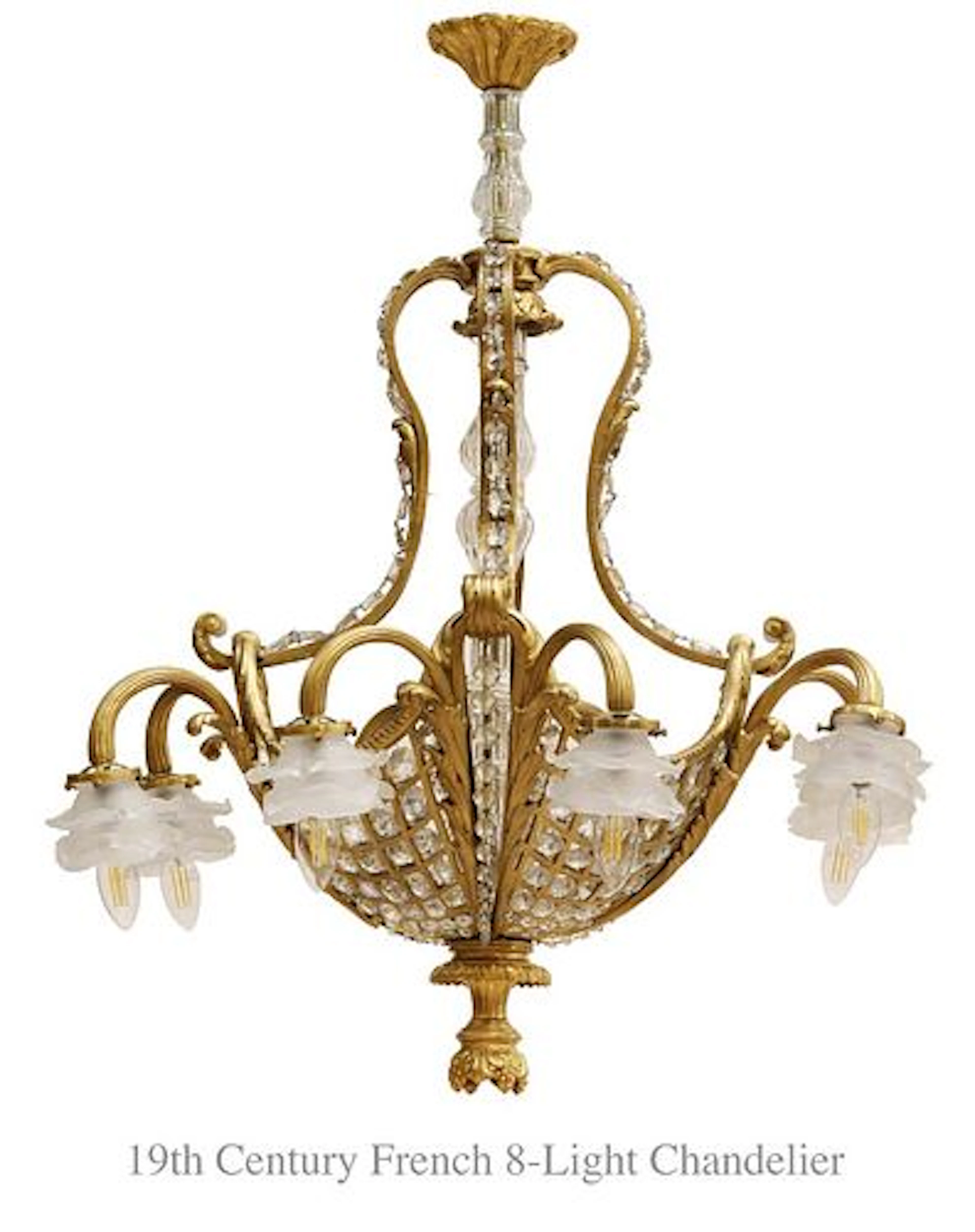 19th C. French Bronze 8-lights Chandelier