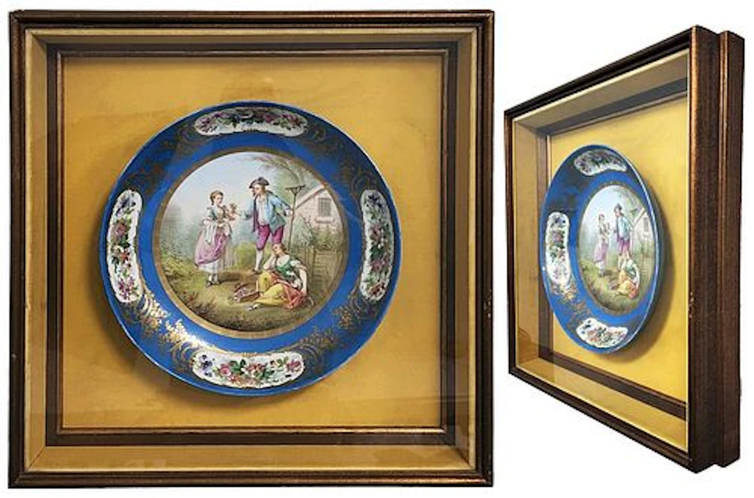 19th C. French Sevres Hand Painted Decorative Plates, Framed
