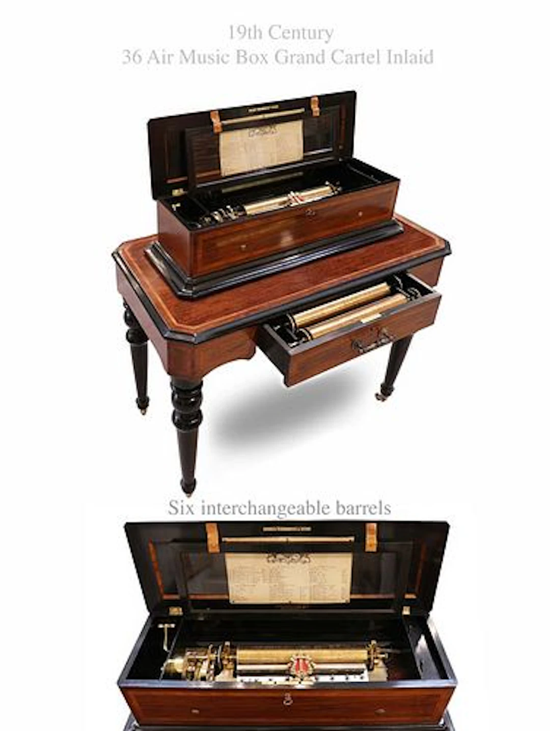 A Fine 19th C. Playing 36 Airs Interchangeable 6 Cylinders Cartel