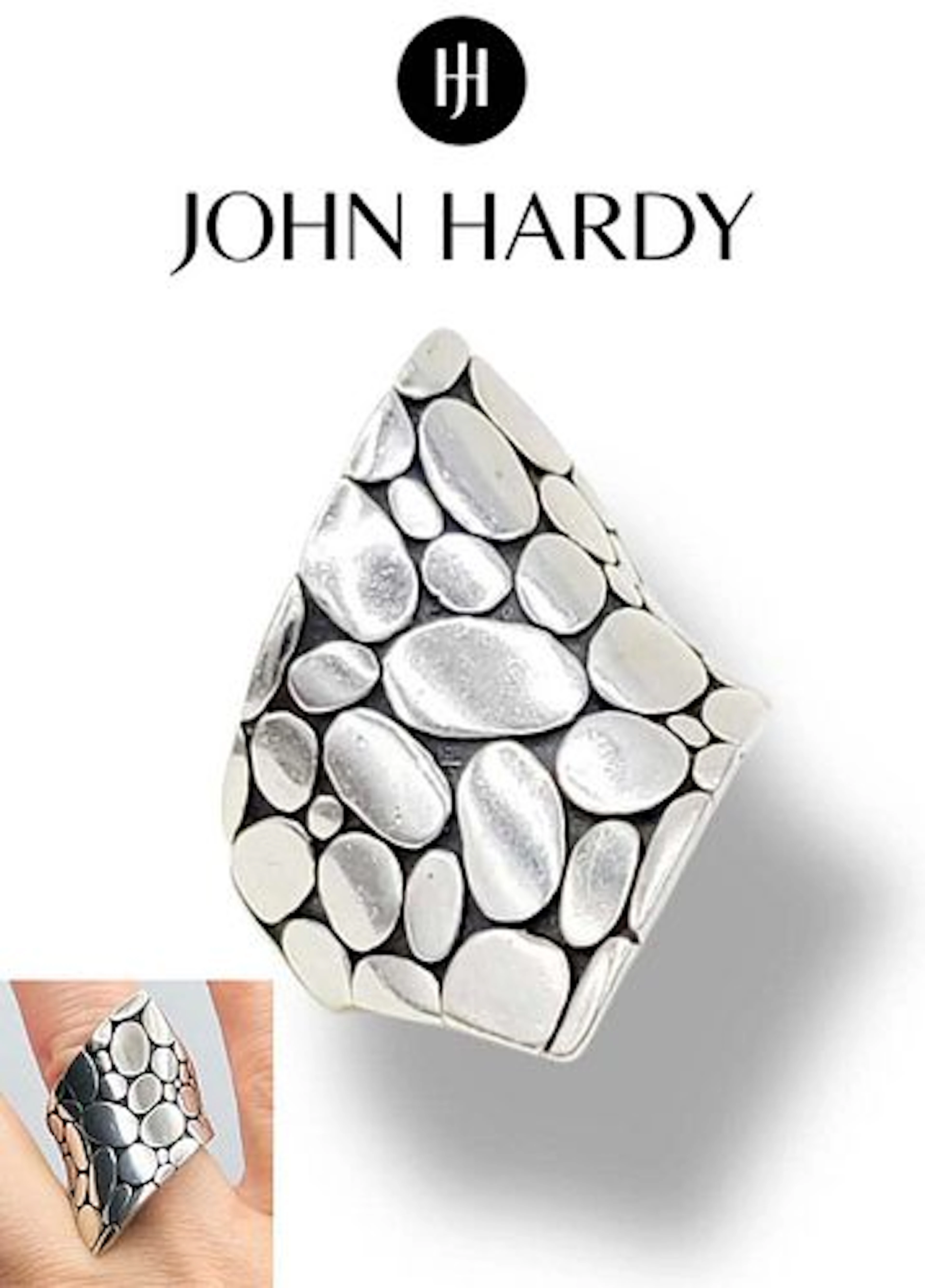 A John Hardy Kali Contour Pebble Silver Ring