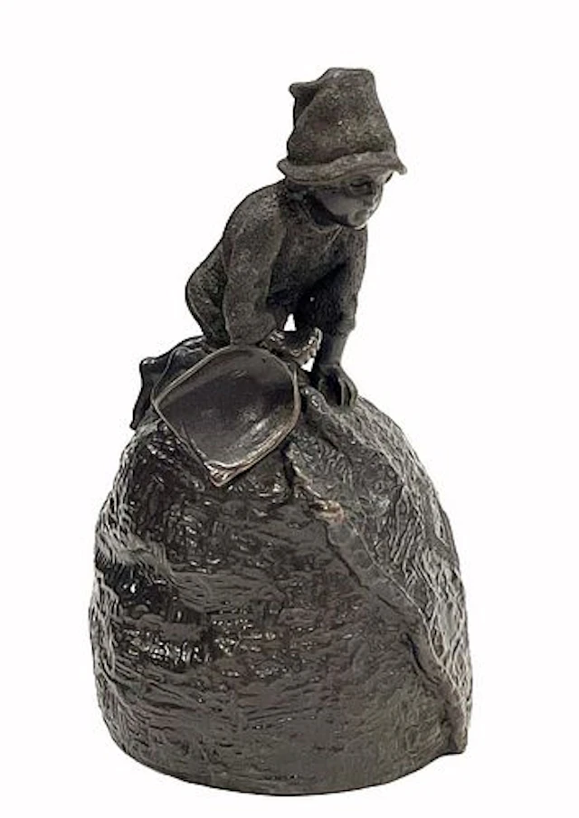 A Russian Bronze sculpted Table Bell, Signed