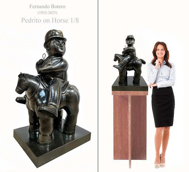 Pedrito On Horse, A Large FERNANDO BOTERO Bronze Sculpture, Signed