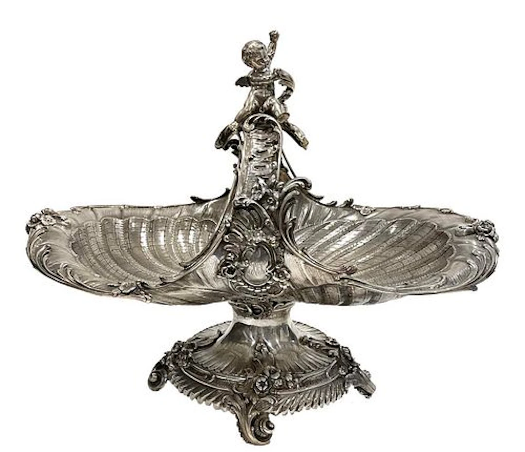 A Large 19th C. German Silver 800 Figural Centerpiece