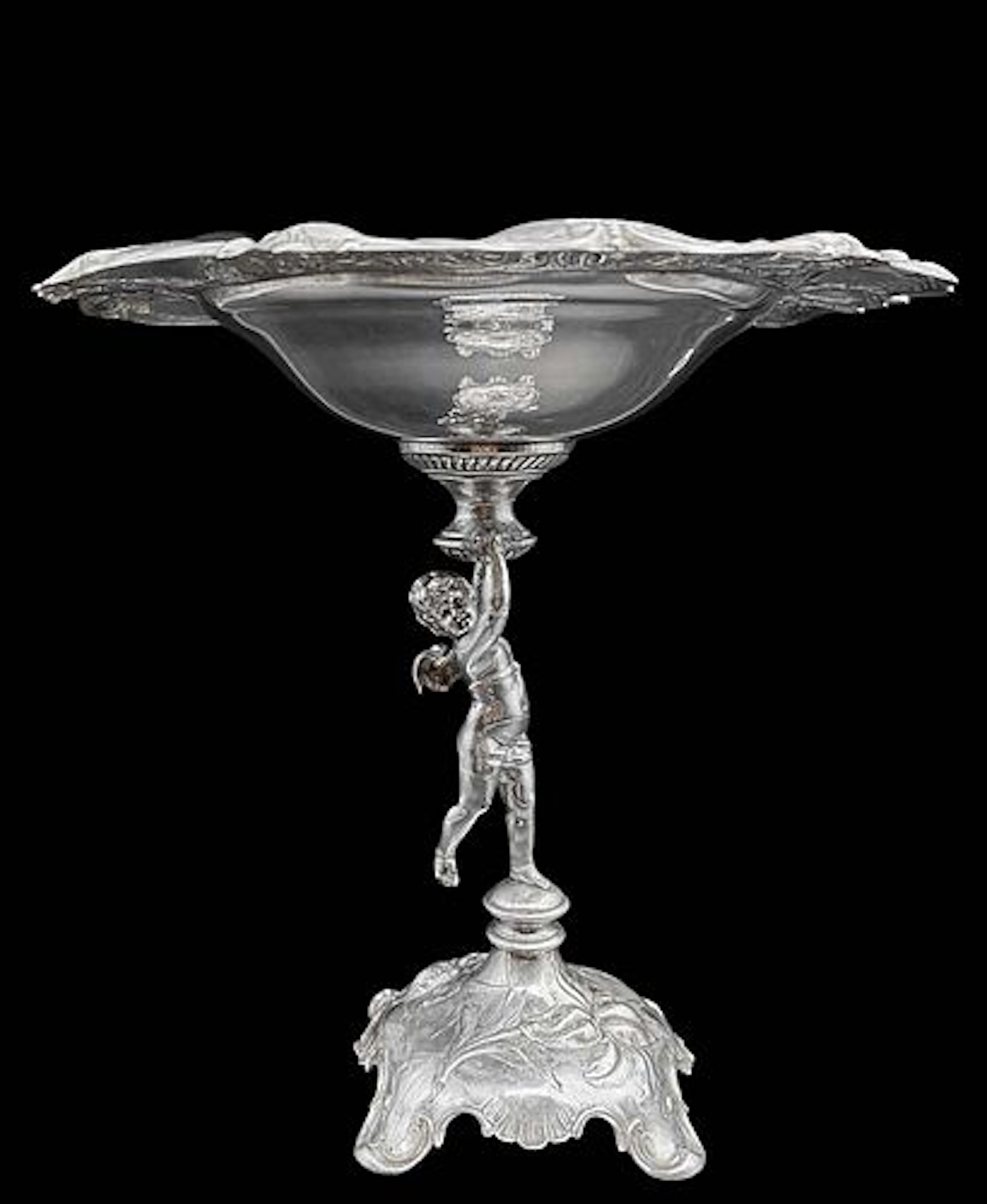 A Vintage Continental Figural Silver-Plated Taza/Centerpiece