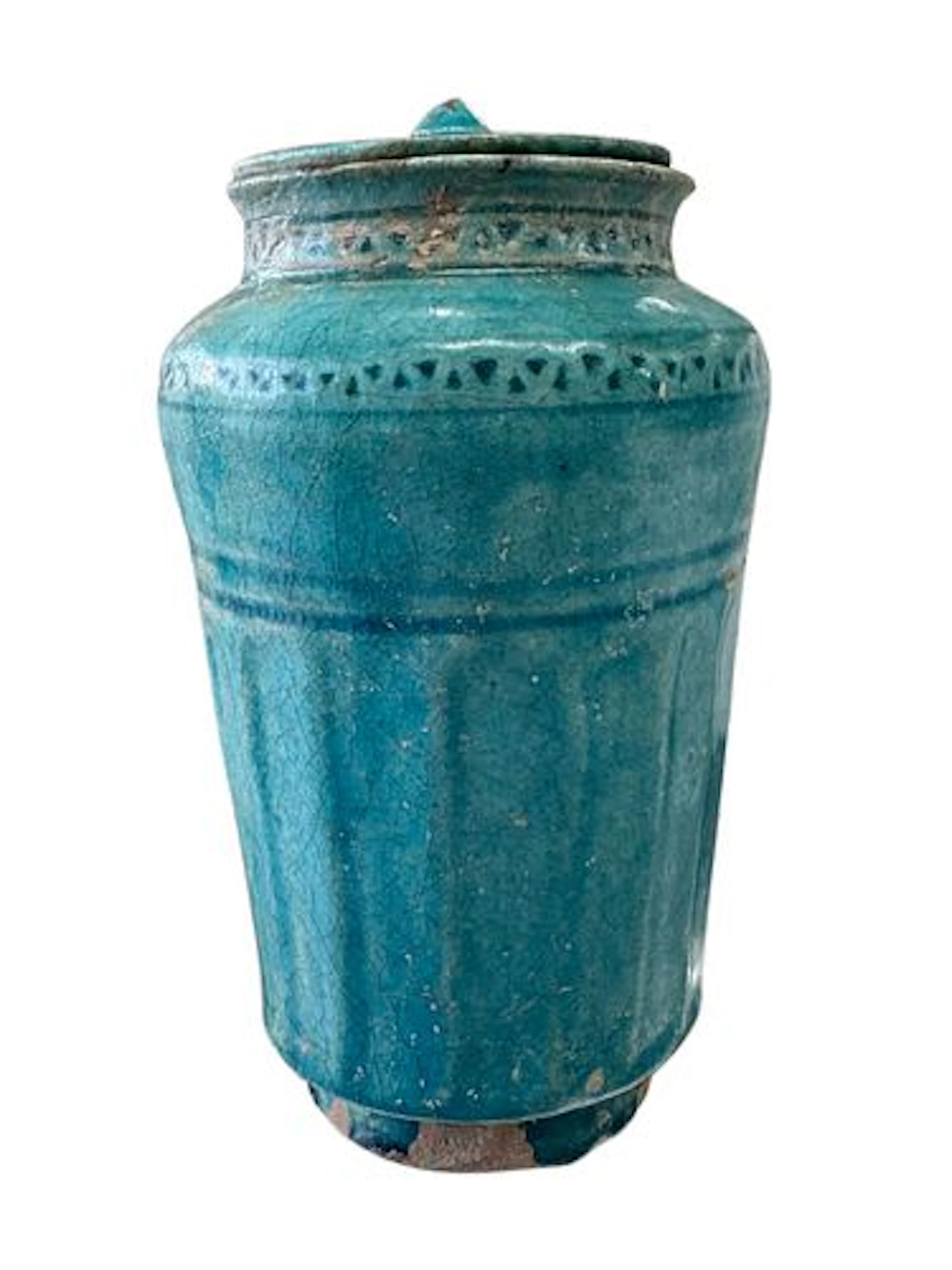 13th C. Persian Hand Made Turquoise Glazed Ceramic Jar, COA