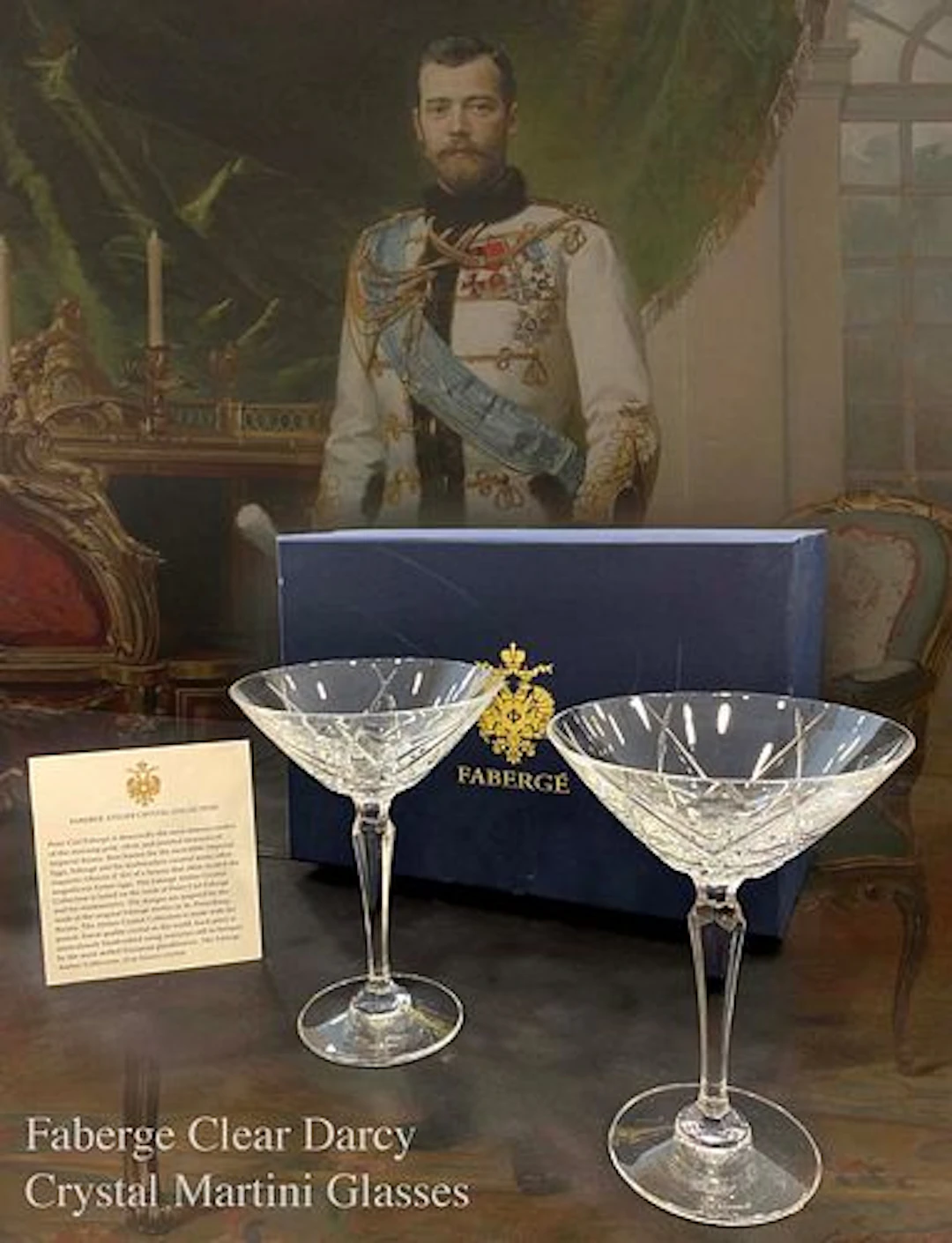 A Set of Two The House Of Faberge Darcy Atelier Clear Crystal Martini
