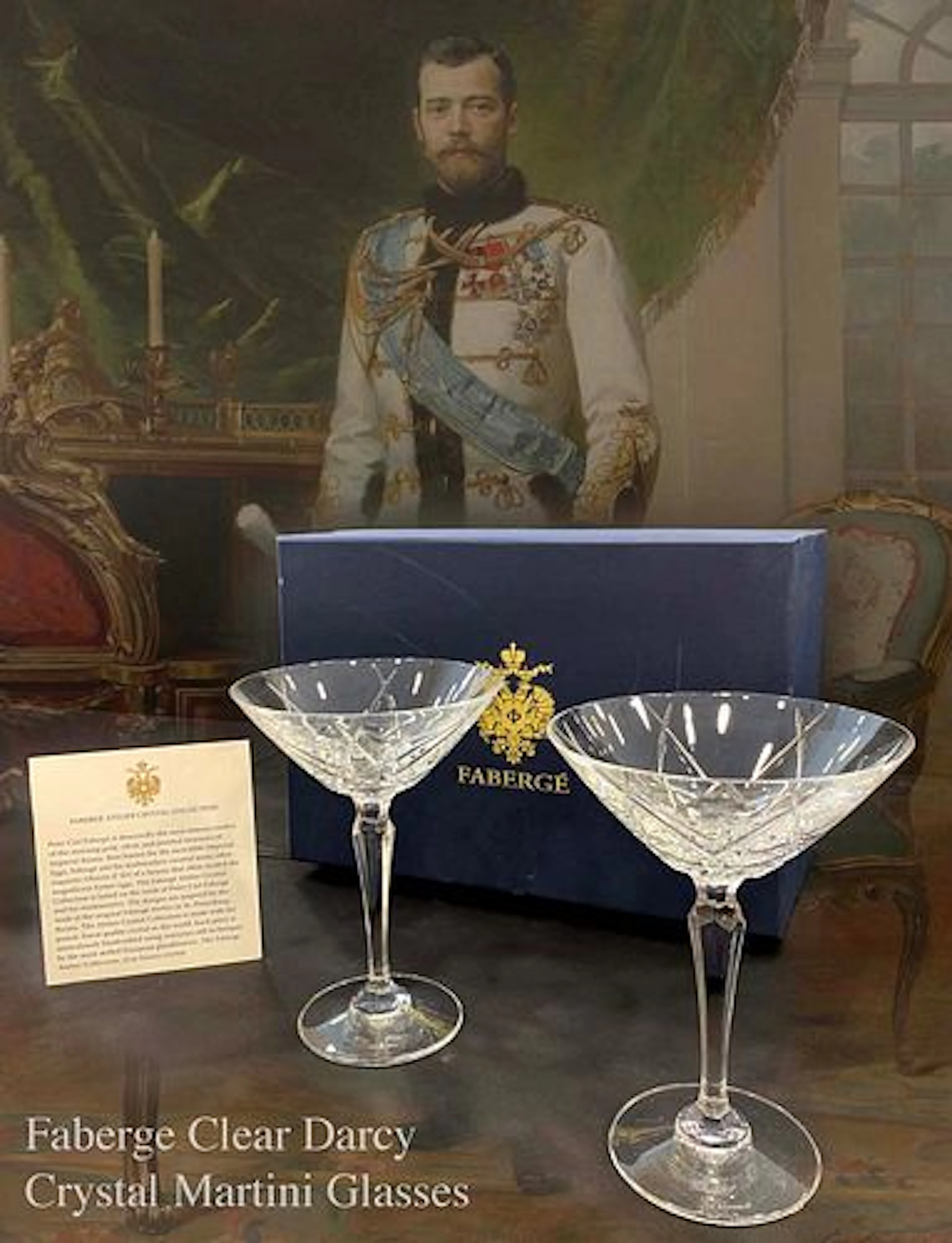 A Set of Two The House Of Faberge Darcy Atelier Clear Crystal Martini