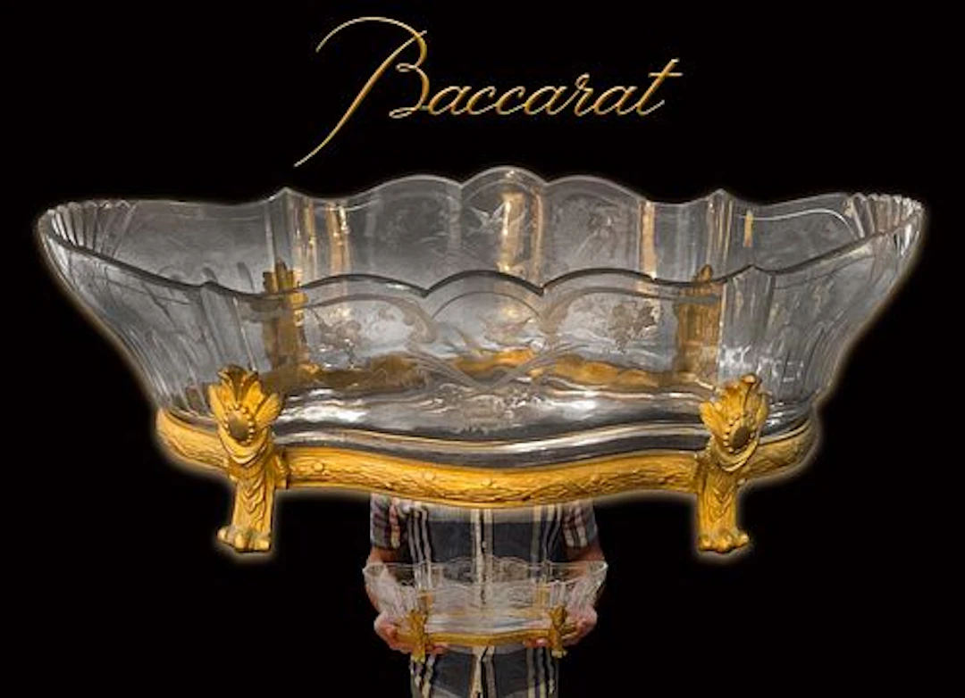 19th C. French Baccarat Crystal & Ormolu Bronze Centerpiece