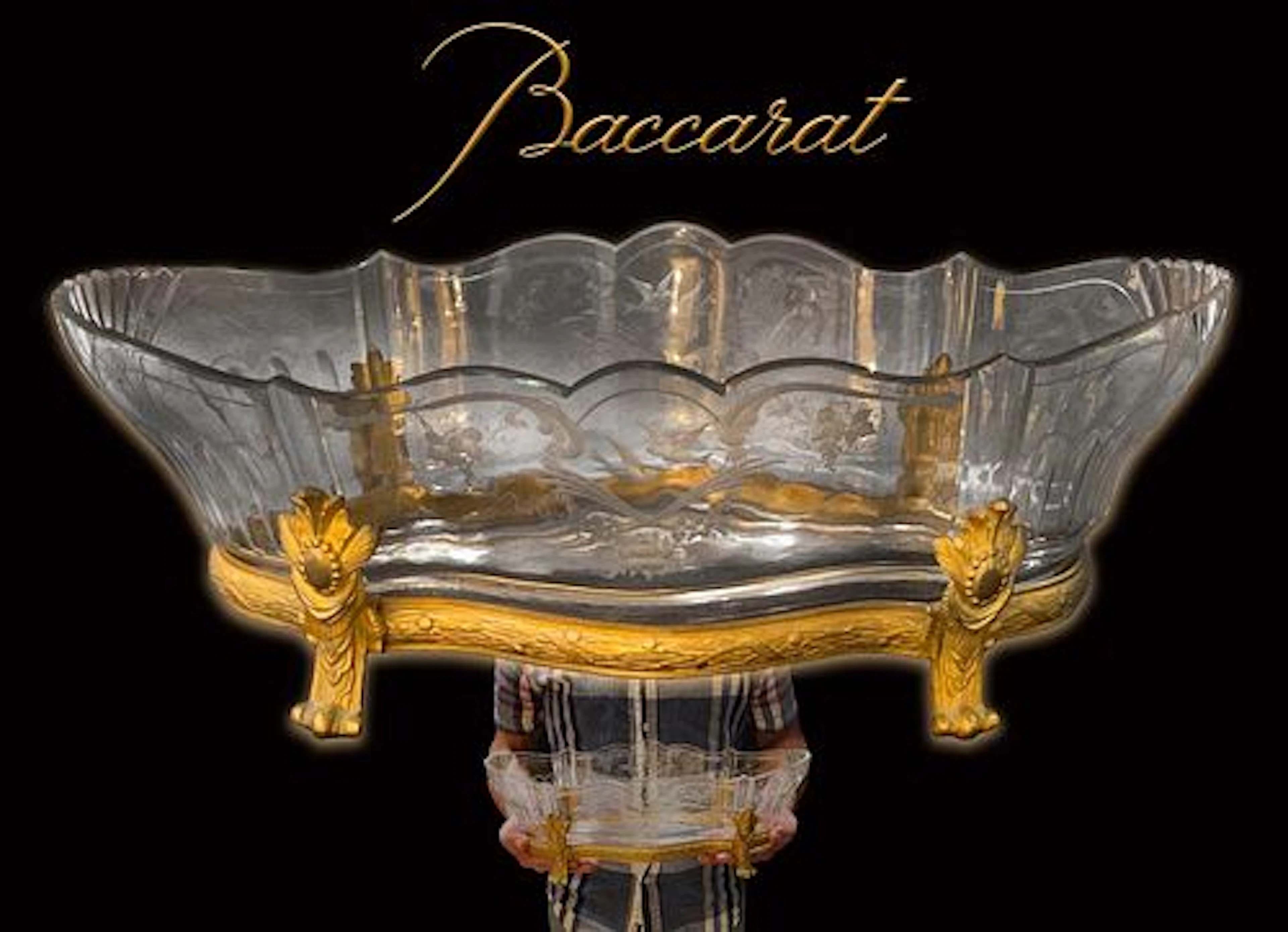 19th C. French Baccarat Crystal & Ormolu Bronze Centerpiece
