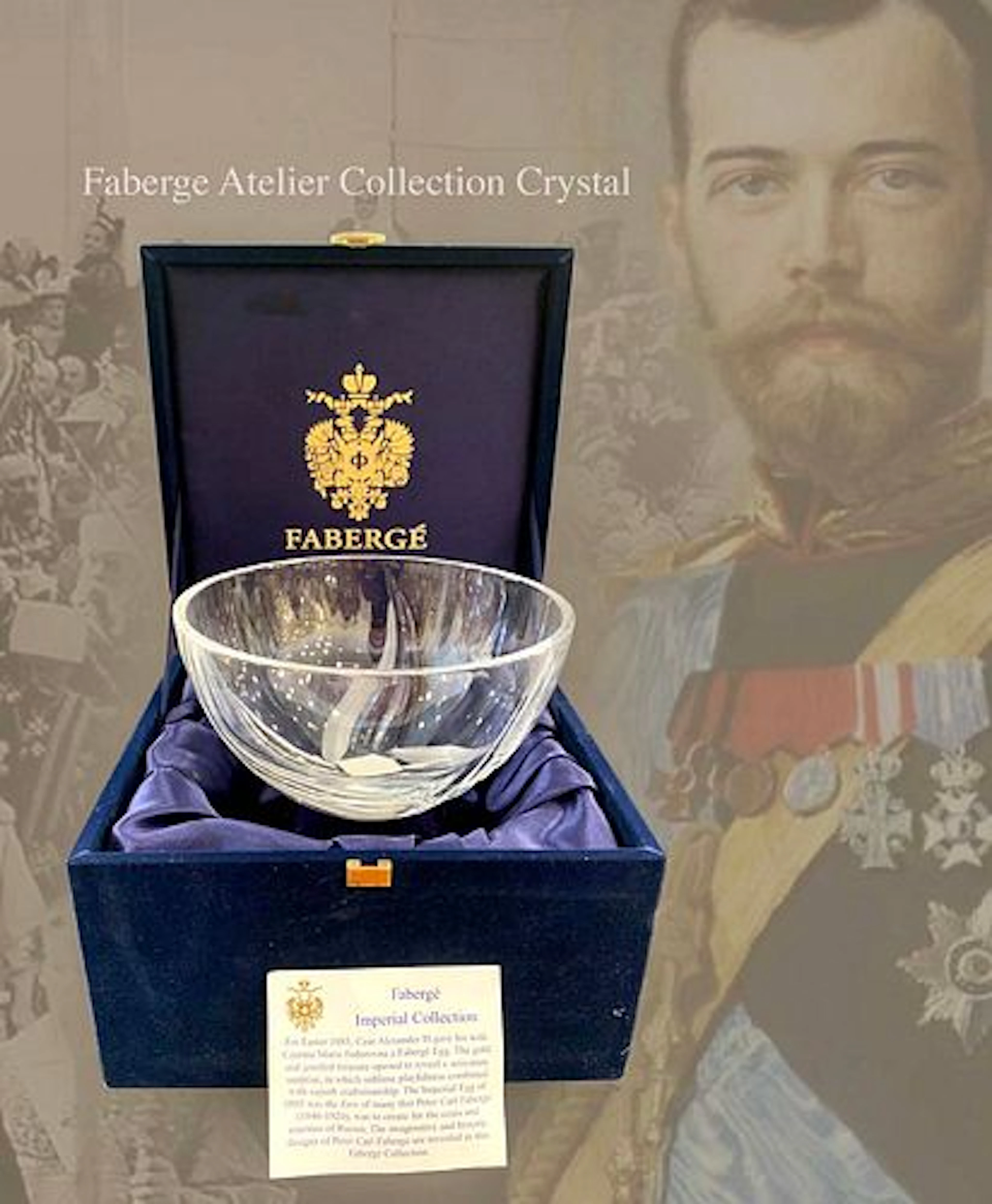 The House of Faberge Imperial Atelier Collection Crystal Bowl, Boxed