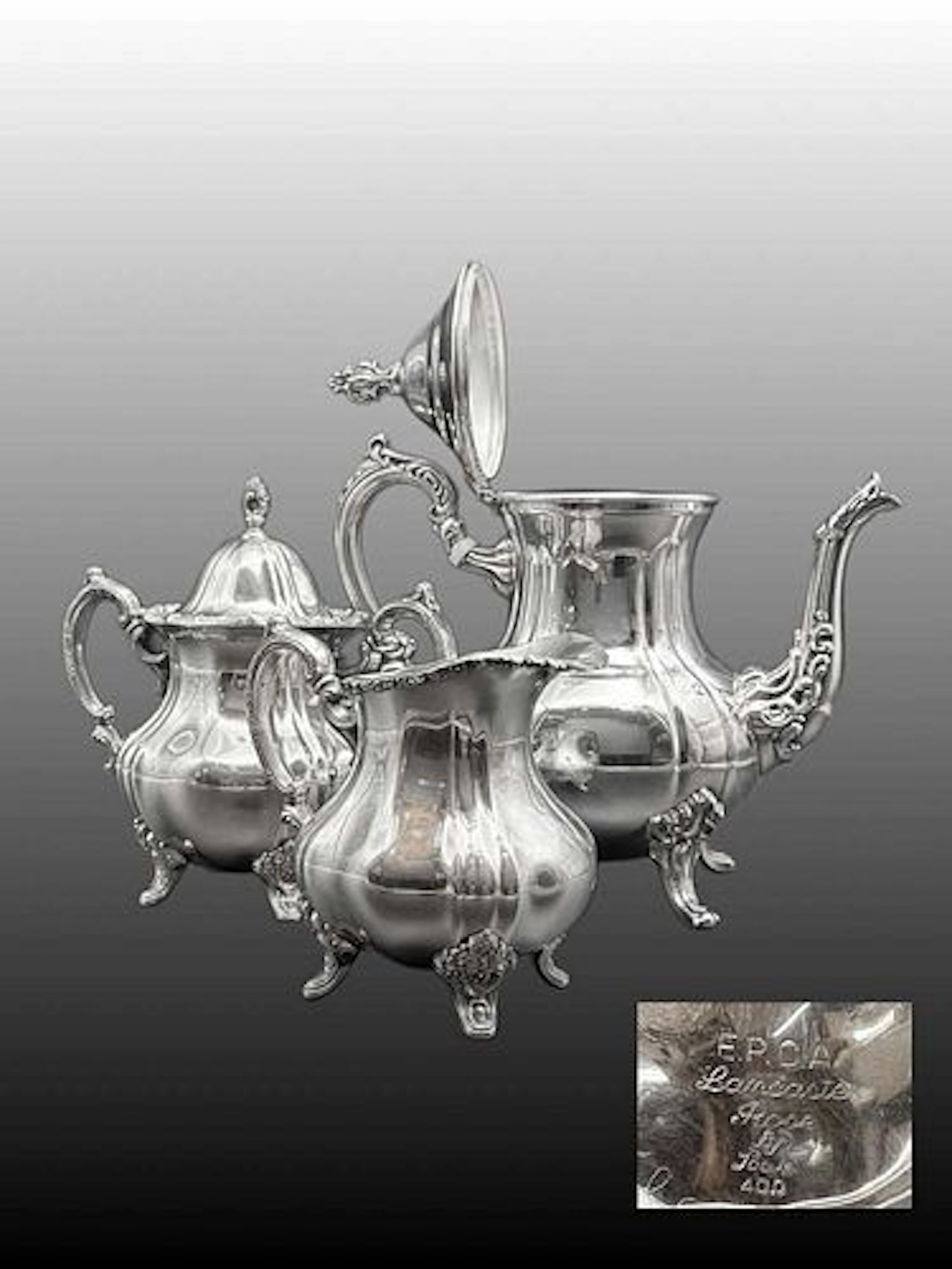 A Vintage Set of 3 Pieces English Lancaster Rose EPCA Silver-Plated