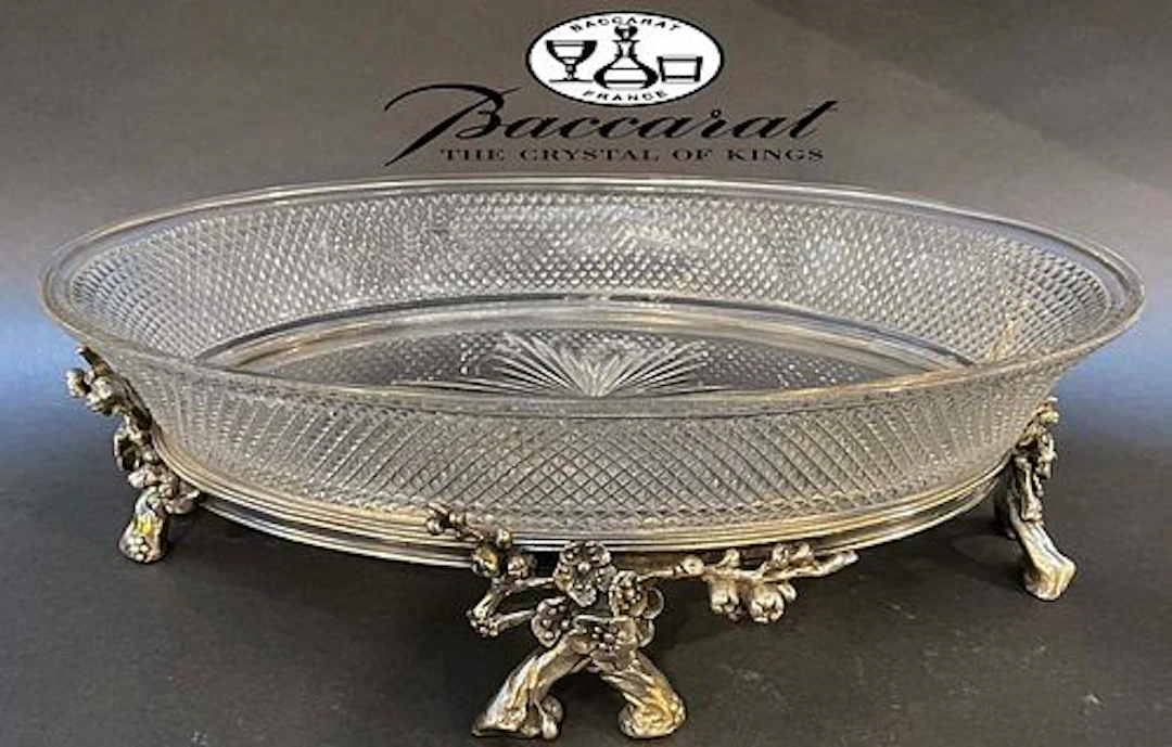A Fine Quality Of Baccarat Crystal Silver-Plated Bronze Centerpiece, Hallmarked