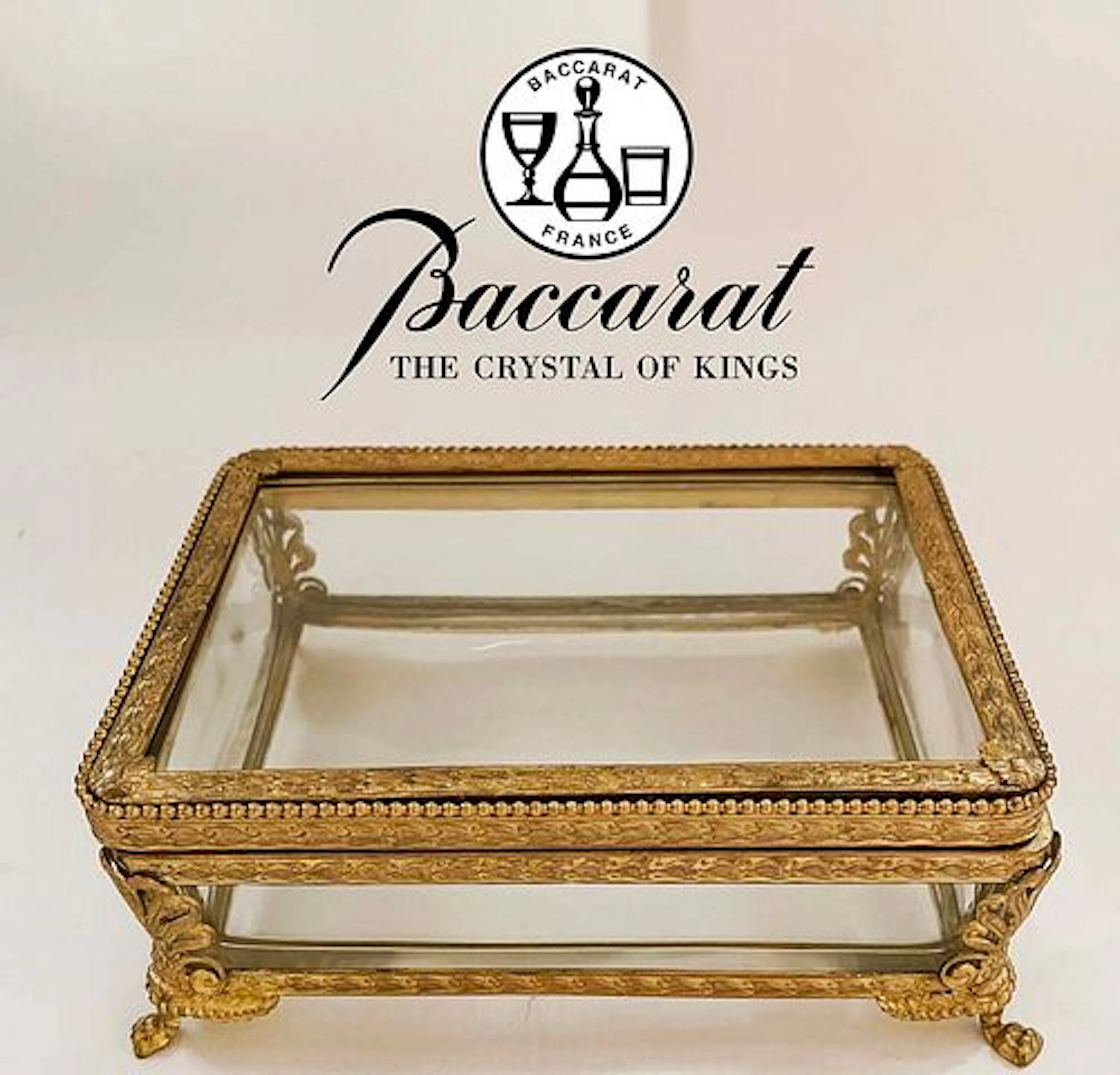 A Baccarat Crystal Bronze Jewelry Box
