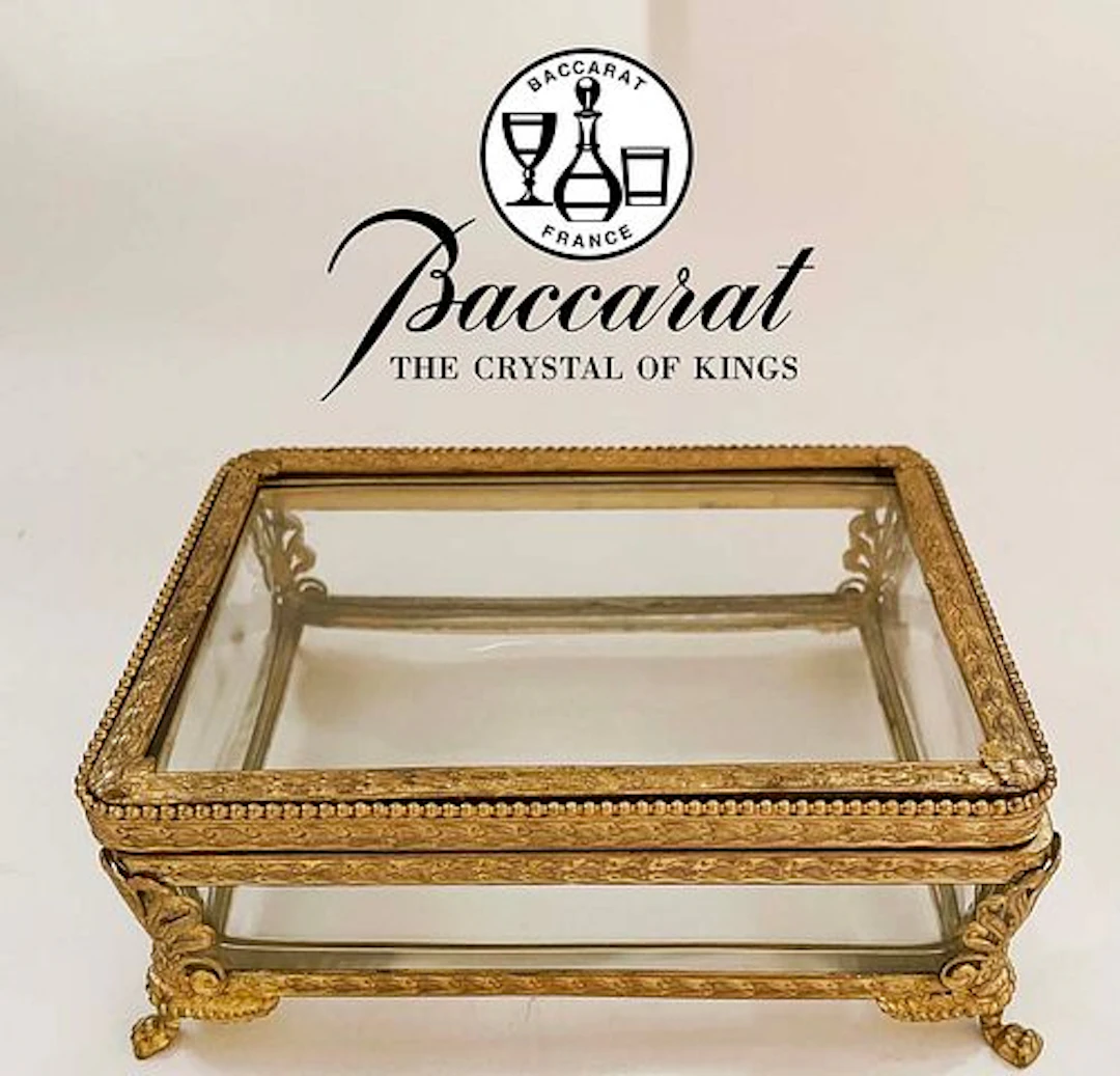 A Baccarat Crystal Bronze Jewelry Box