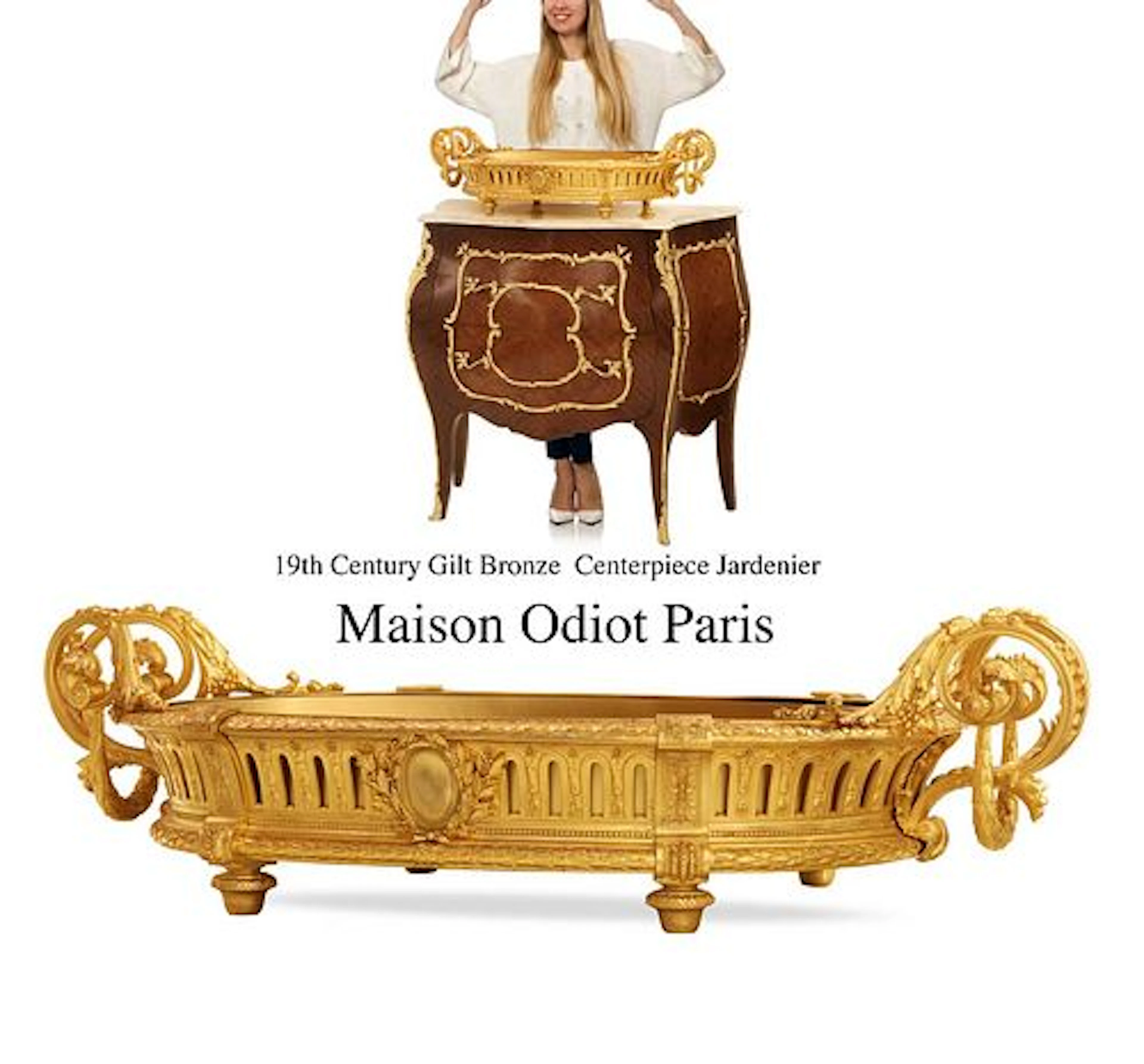 19th C. French Gilt Bronze Centerpiece/Jardiniere, Maison Odiot Signed