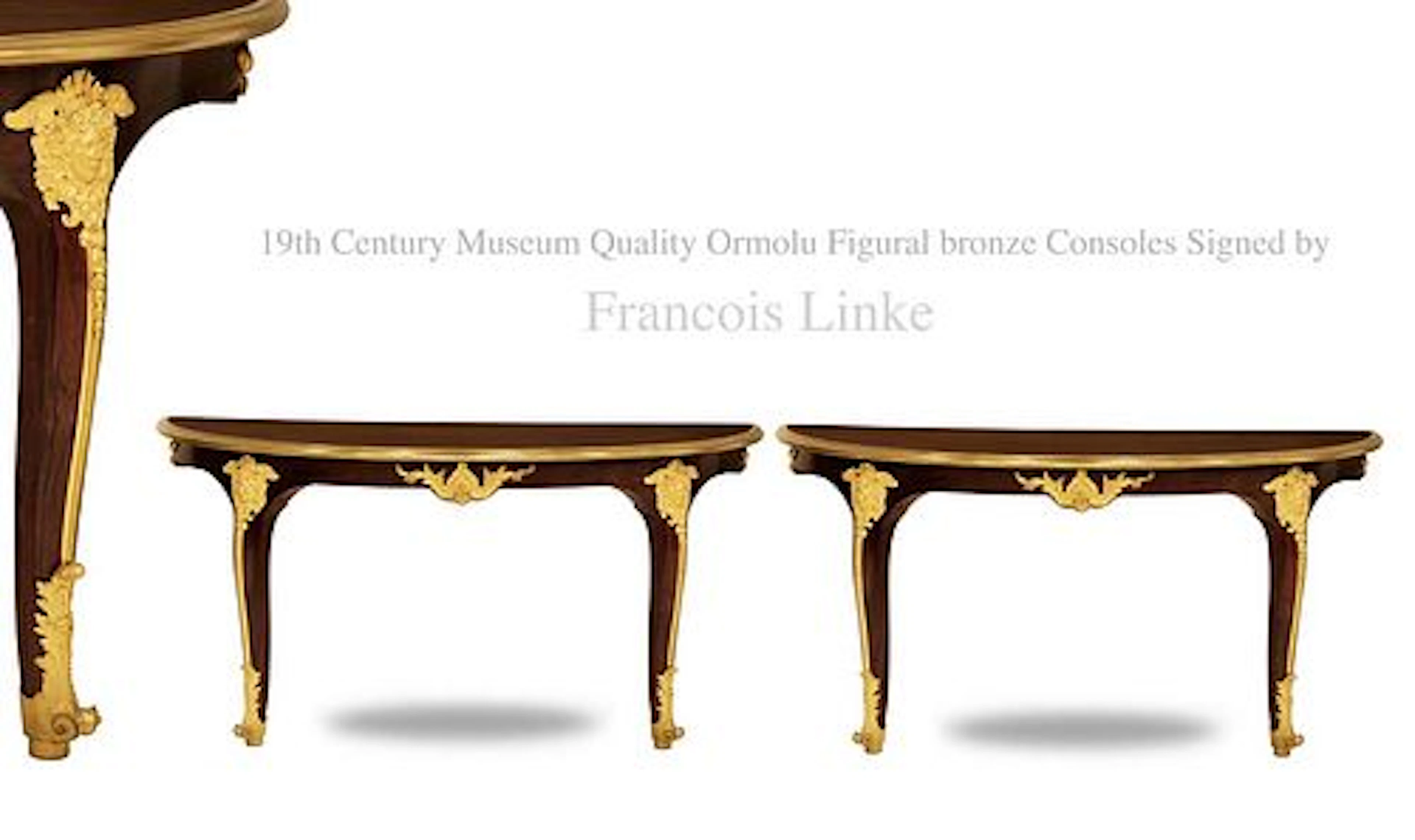 A Pair Of Museum Quality 19th C. Figural Ormolu Wall Consoles, Signed