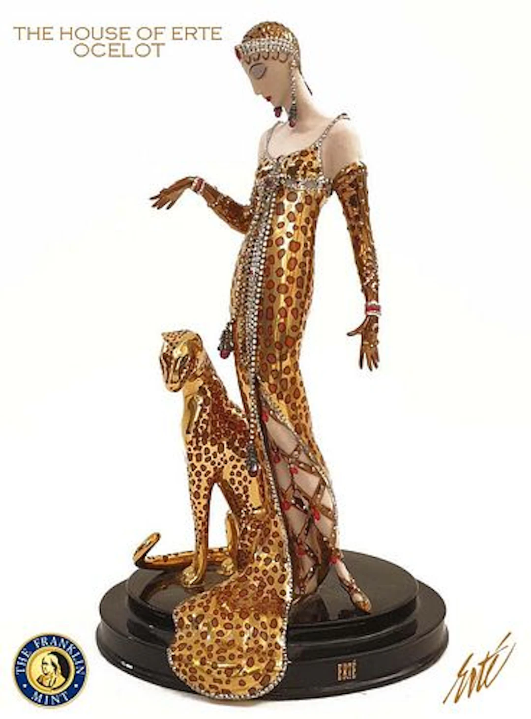 Ocelot, The Franklin Mint House of ERTE Figurine Group, Ltd Edition, Signed
