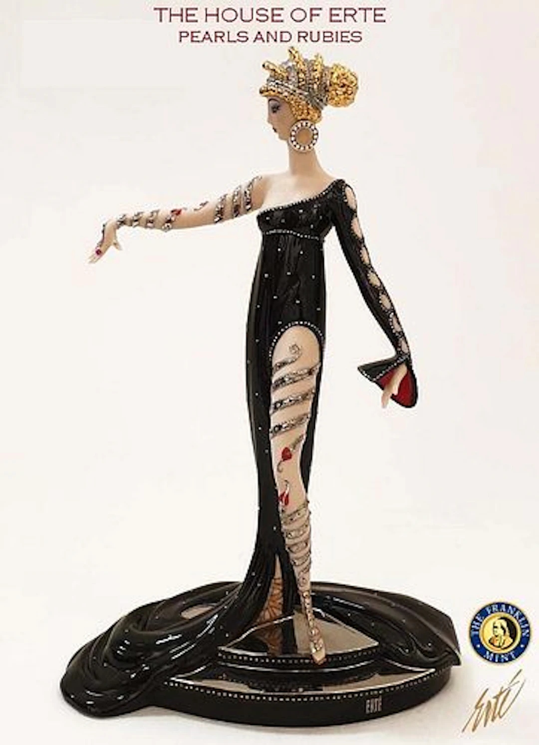 Pearls & Rubies, The Franklin Mint House of ERTE Figurine, Ltd Edition, Signed