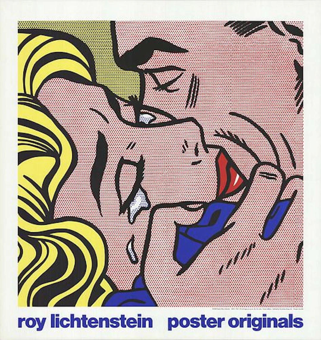 Kiss V, A Vintage Roy Lichtenstein Exibition Poster Print