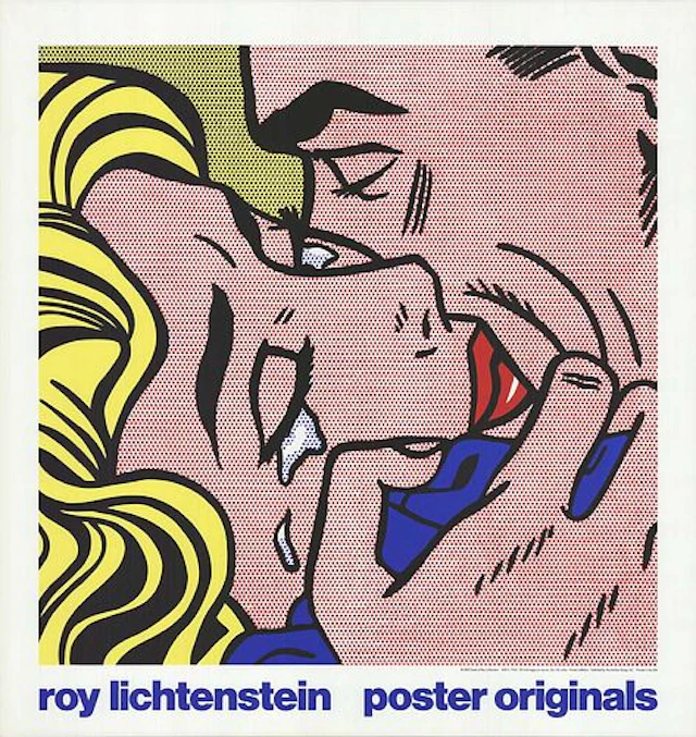 Kiss V, A Vintage Roy Lichtenstein Exibition Poster Print
