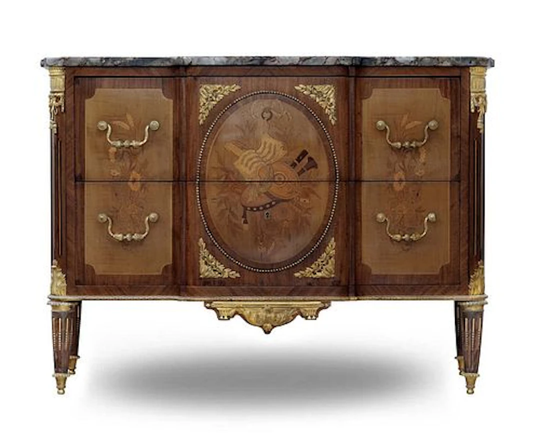 19th C. French Bronze Mounted Transitional Marquetry Commode/Cabinet