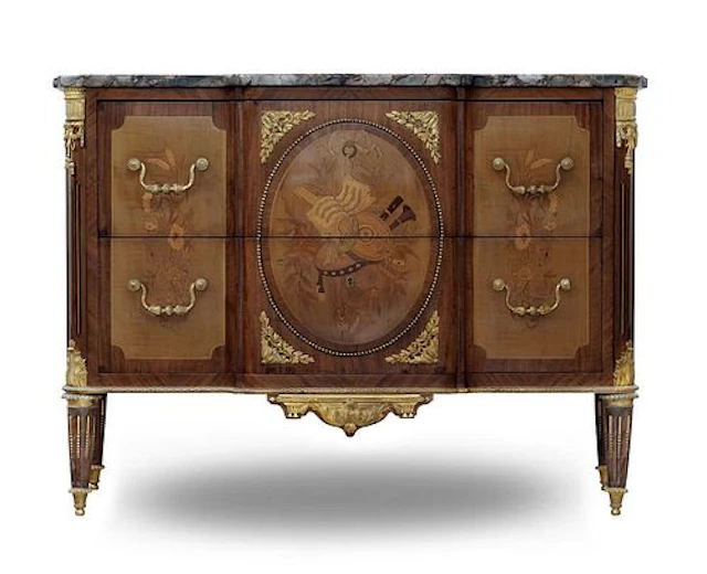 19th C. French Bronze Mounted Transitional Marquetry Commode/Cabinet