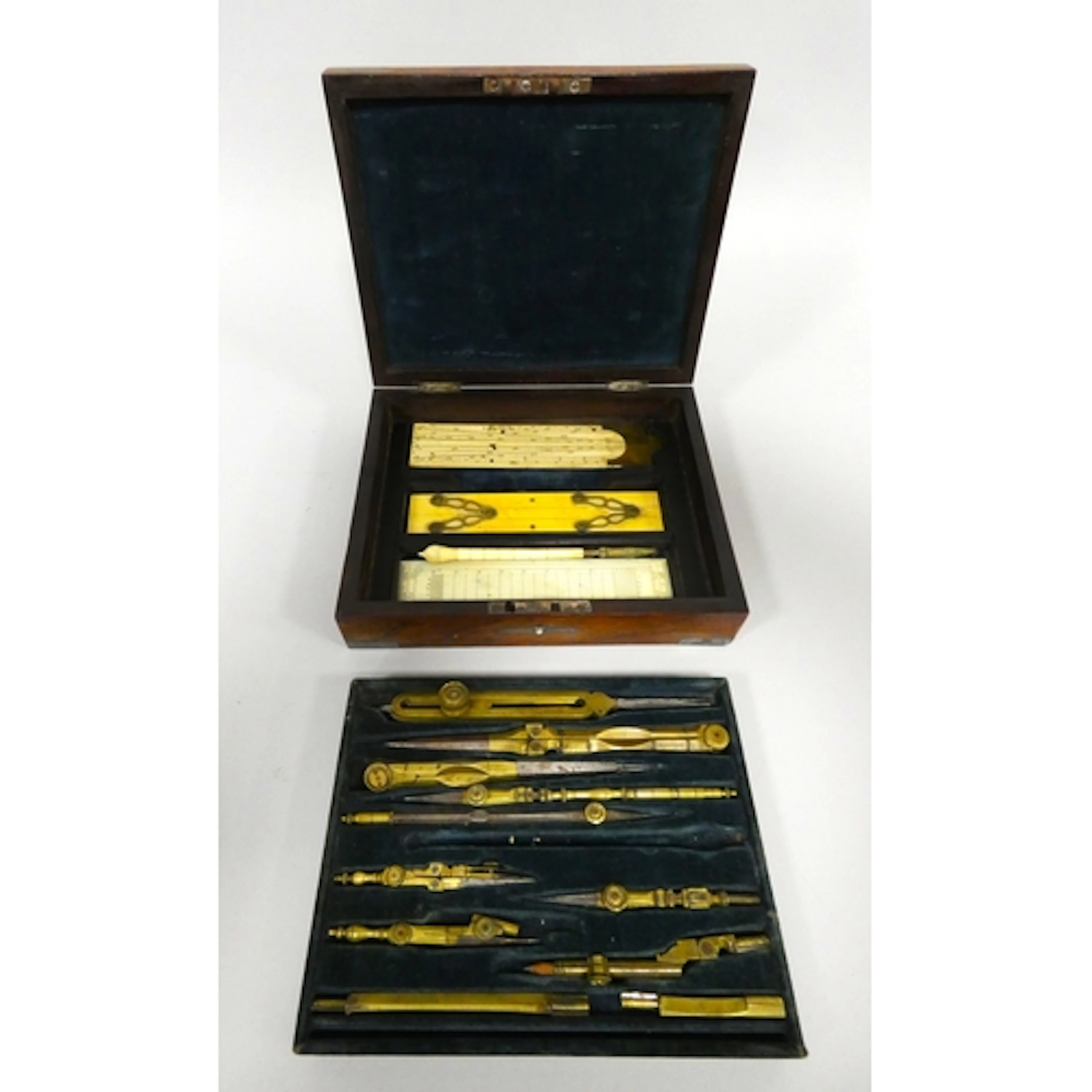 Victorian drawing instrument set and related items by W&...