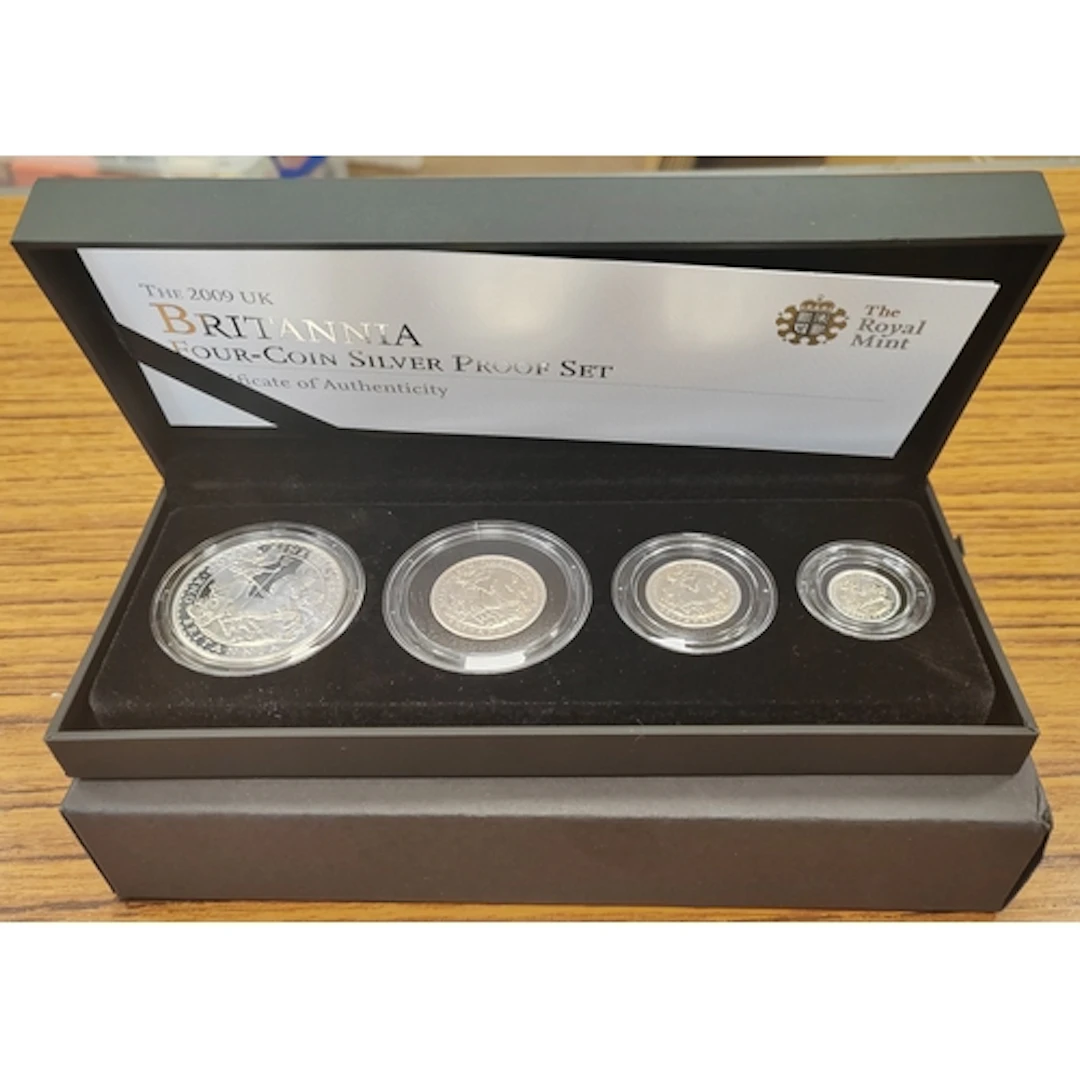 2009 silver boxed proof FDC Britannia set of 4, including £2...