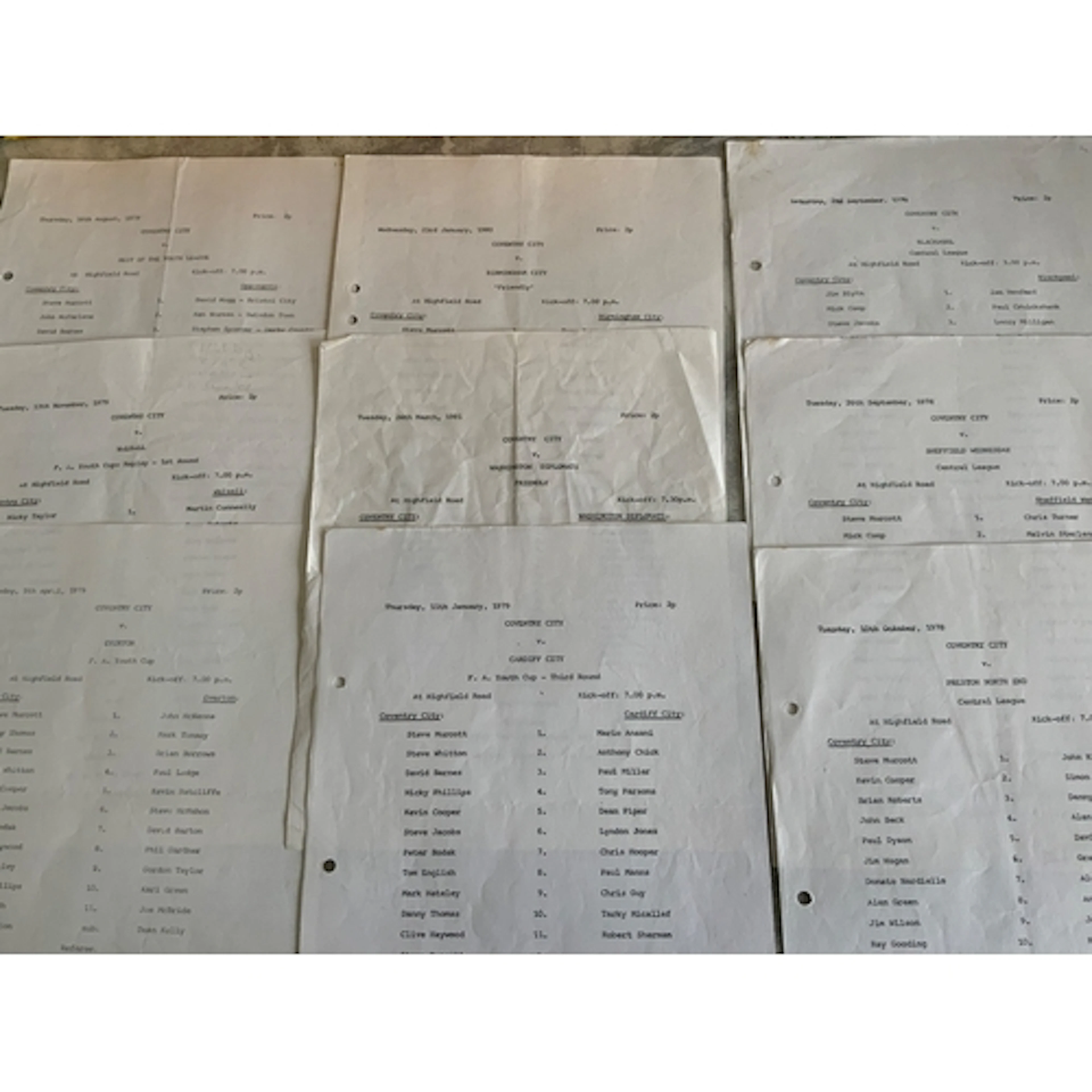 Coventry City 1979 - 1981 Single Sheet Football Programmes: ...