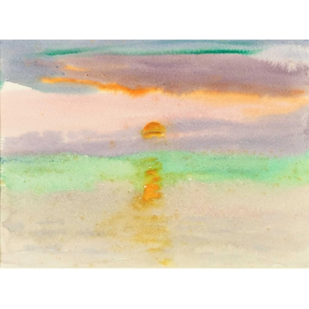 § John MILLER (1931-2002) Sunrise in the Bay Gouache, stamp ...